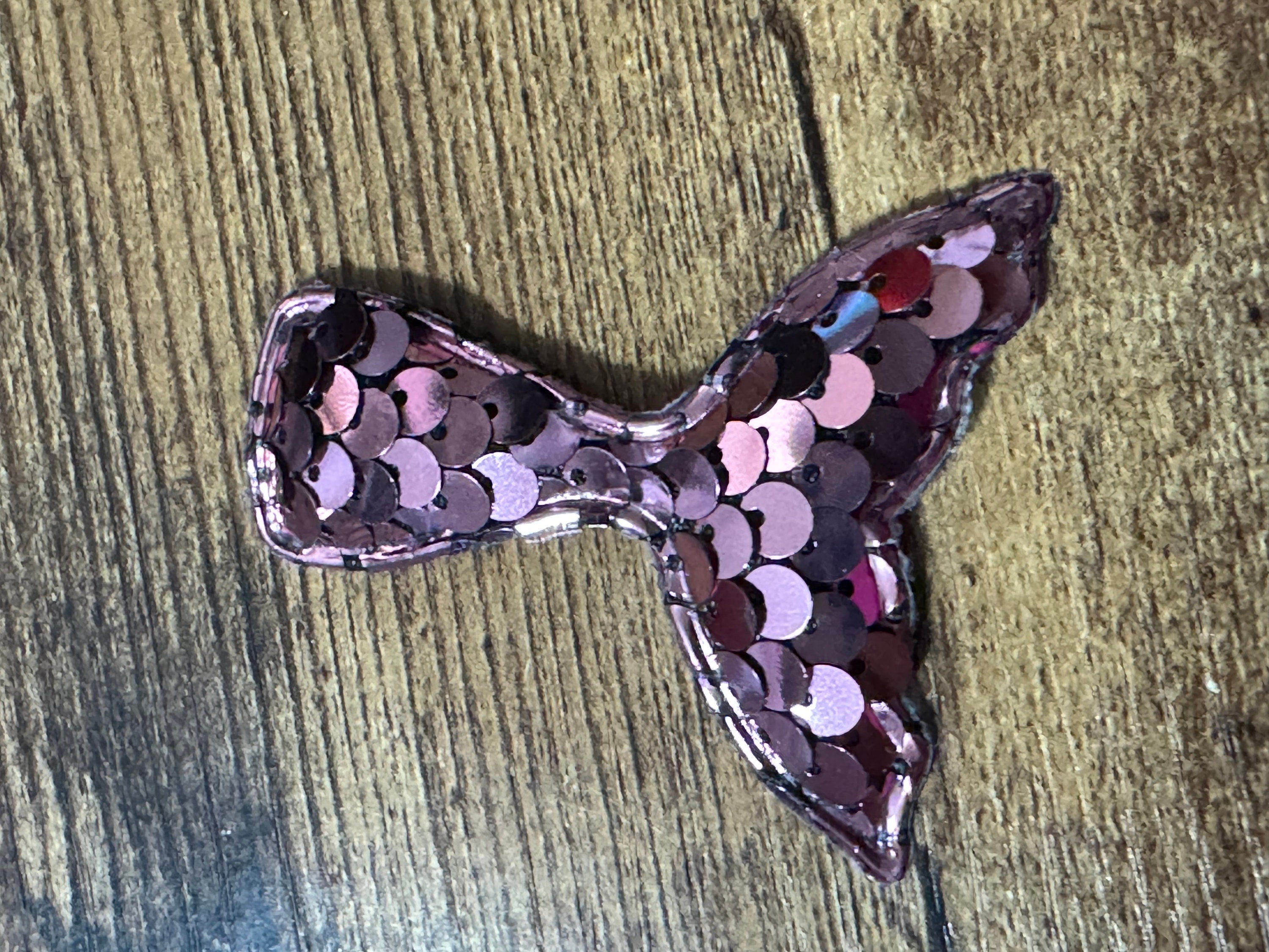 1 x rainbow sequin Sew On Mermaid tail Patch 6cm x 5cm sewing craft appliqué Nautical sea pink tones