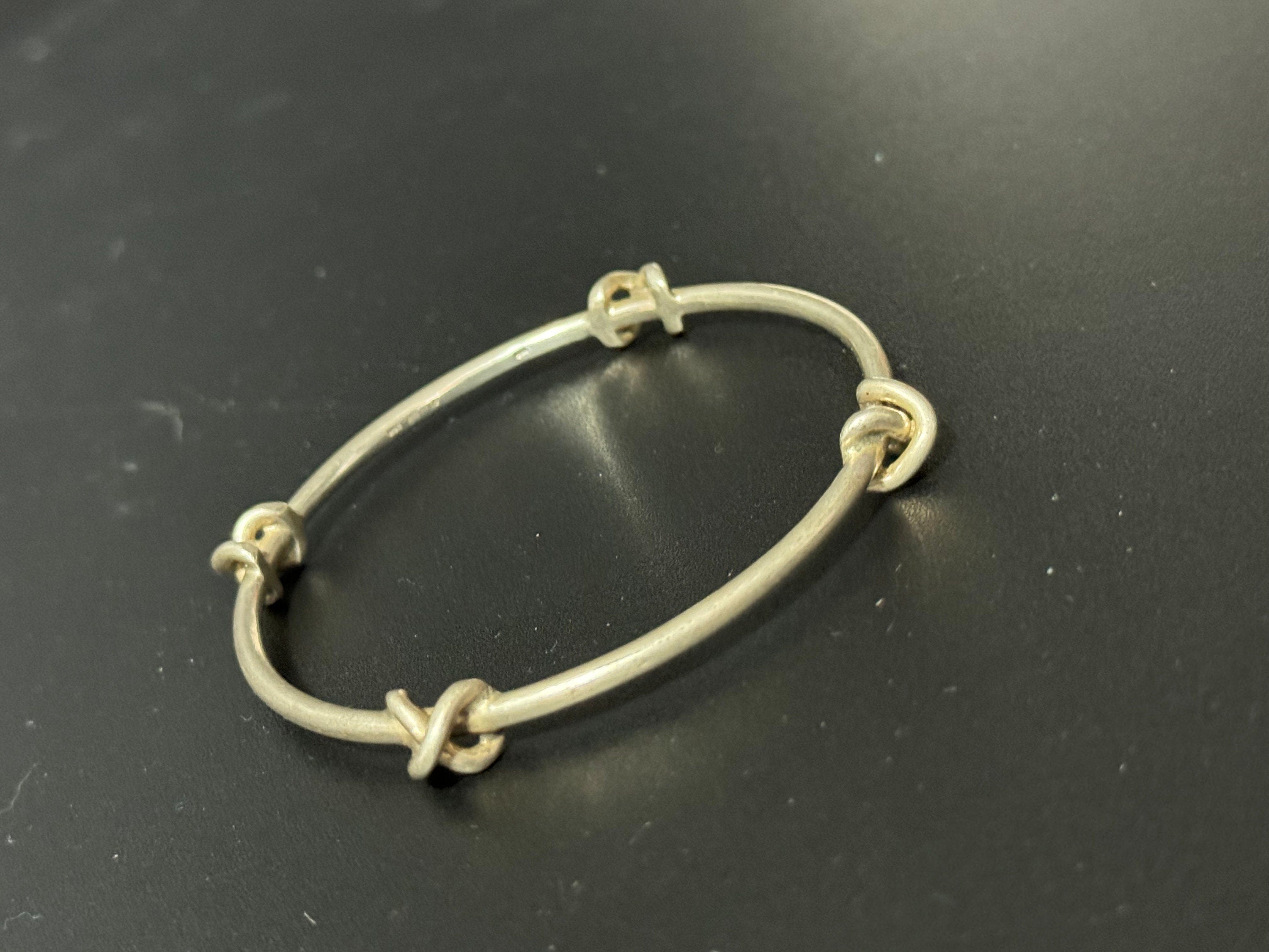 Vintage WSG Solid 925 silver modernist brutalist knot Bangle Bracelet 19.3 grams