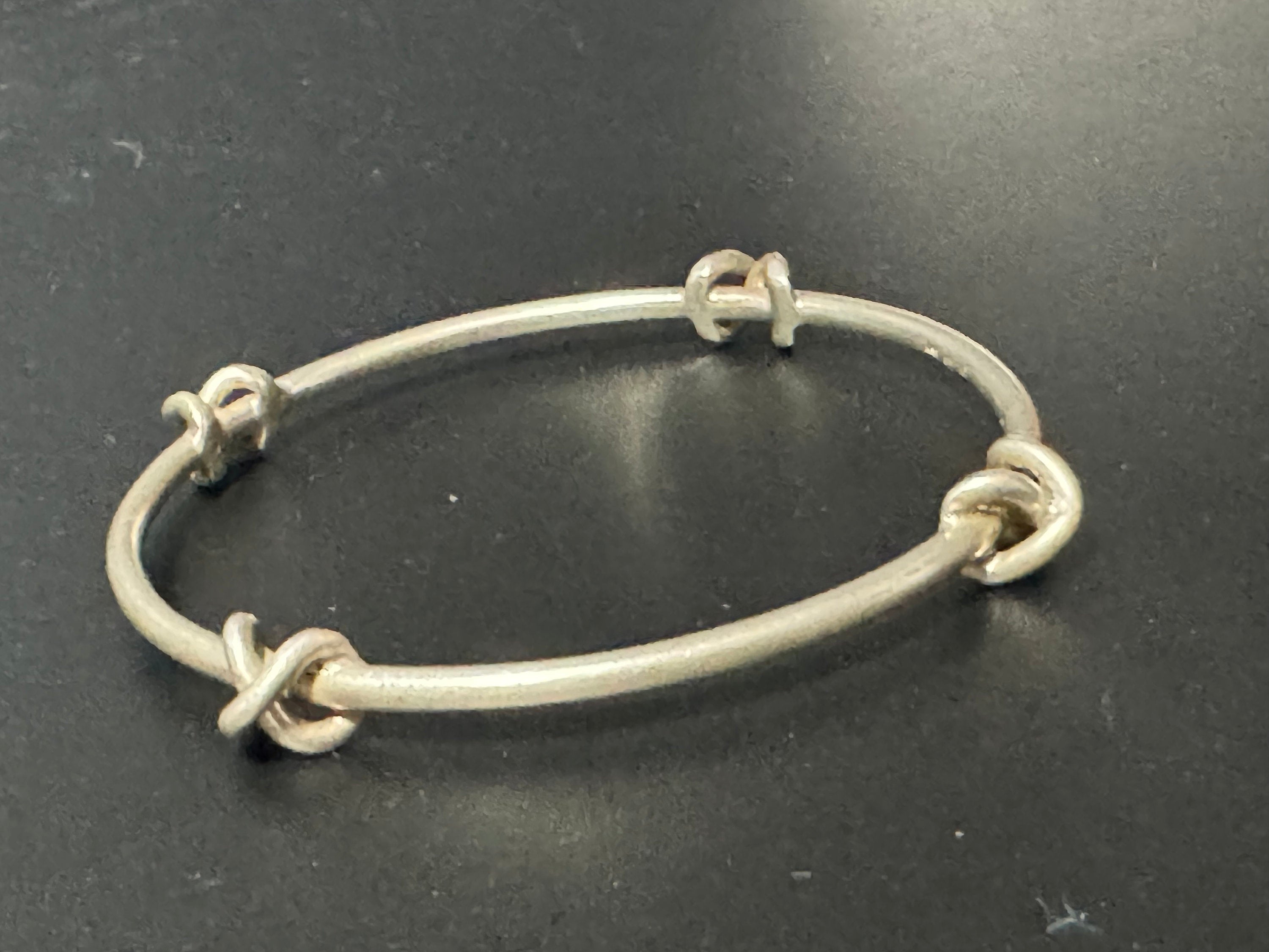 Vintage WSG Solid 925 silver modernist brutalist knot Bangle Bracelet 19.3 grams