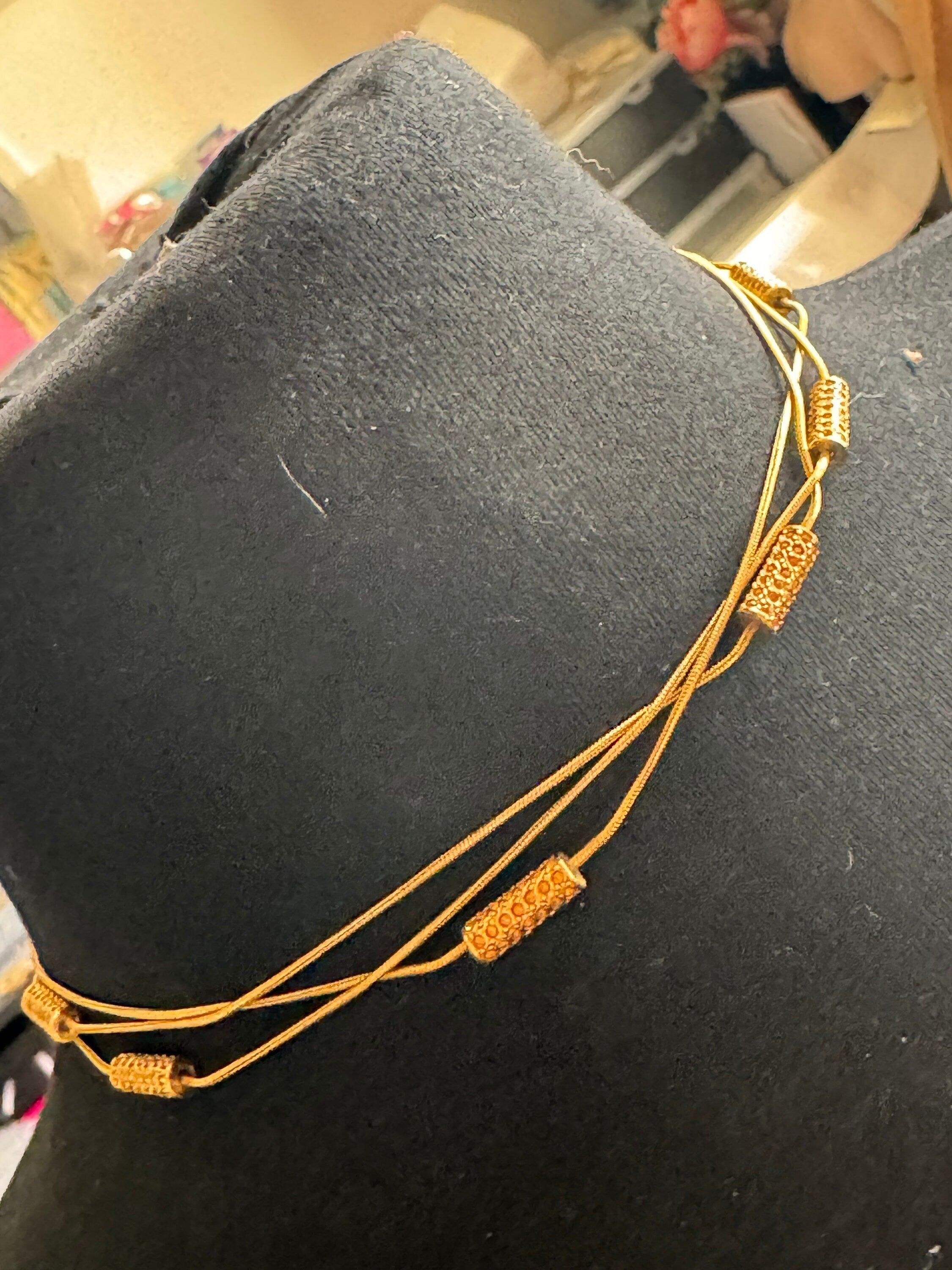 signed GROSSE soft orange diamanté crystal multi strand gold chain link choker necklace