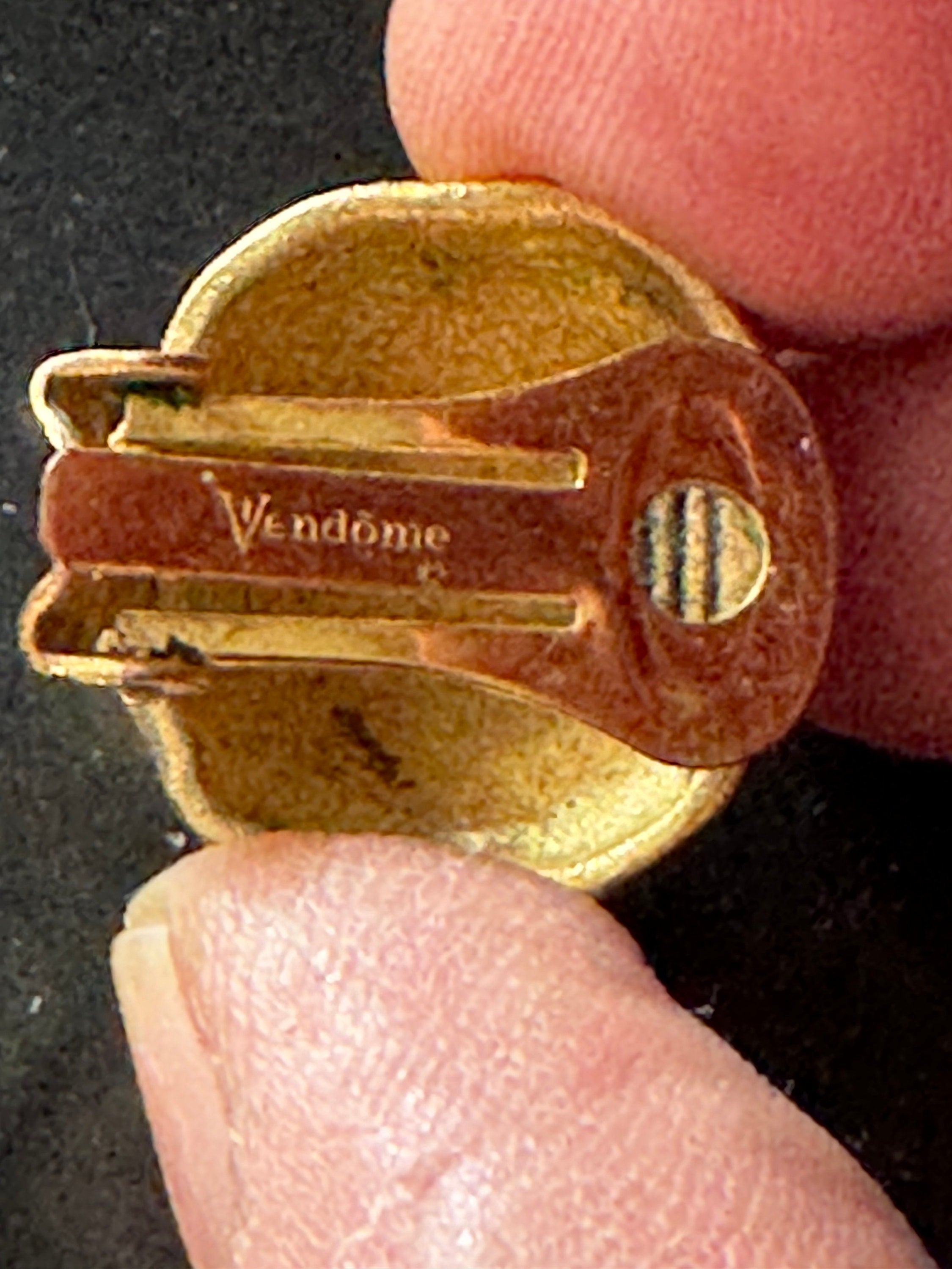 Signed vendome designer gold tone domed modernist Clip On Earrings