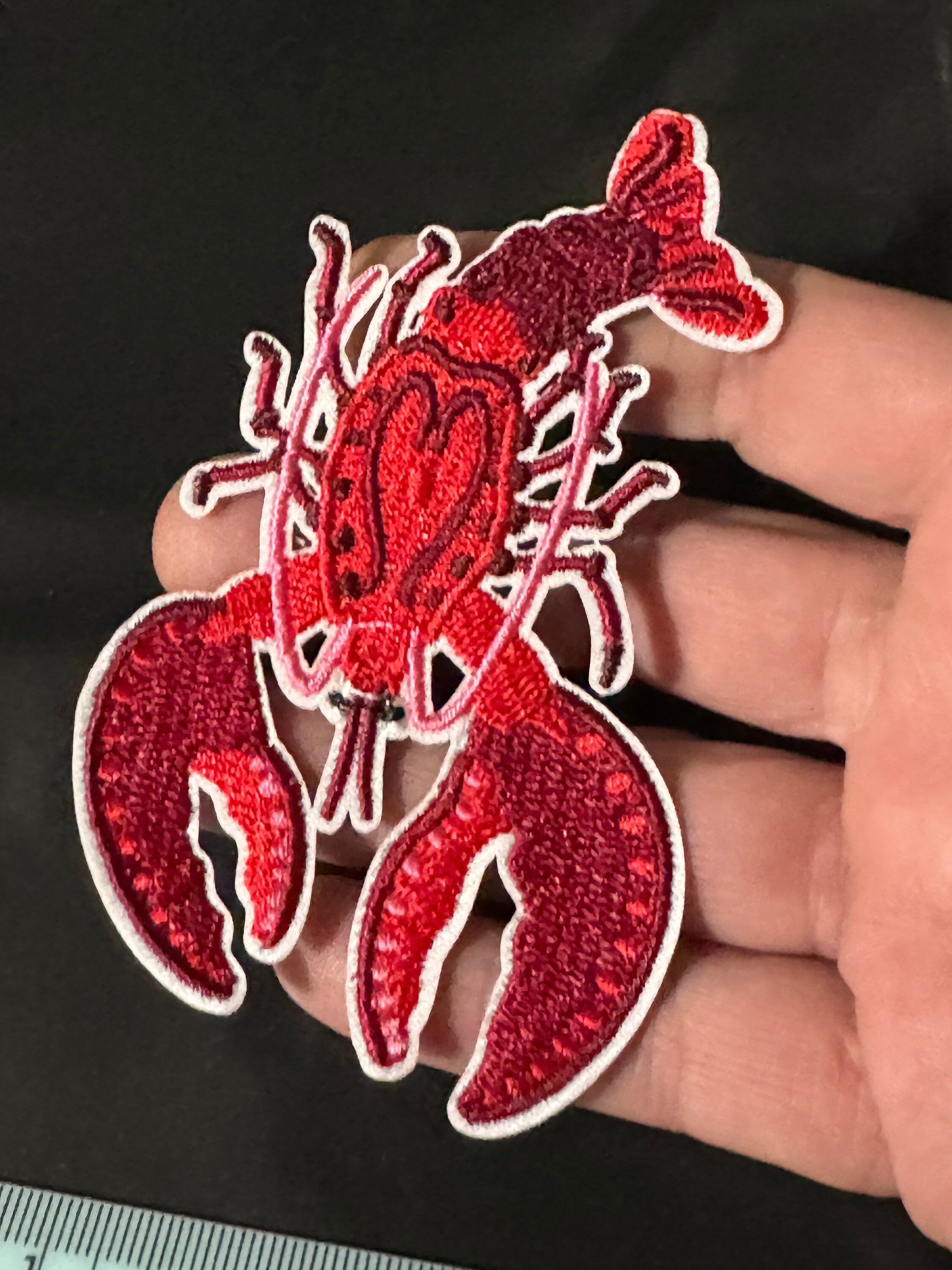 1 x bright red orange lobster iron On pre glued Nautical embroidered  Patch 8.8cm sewing craft appliqué