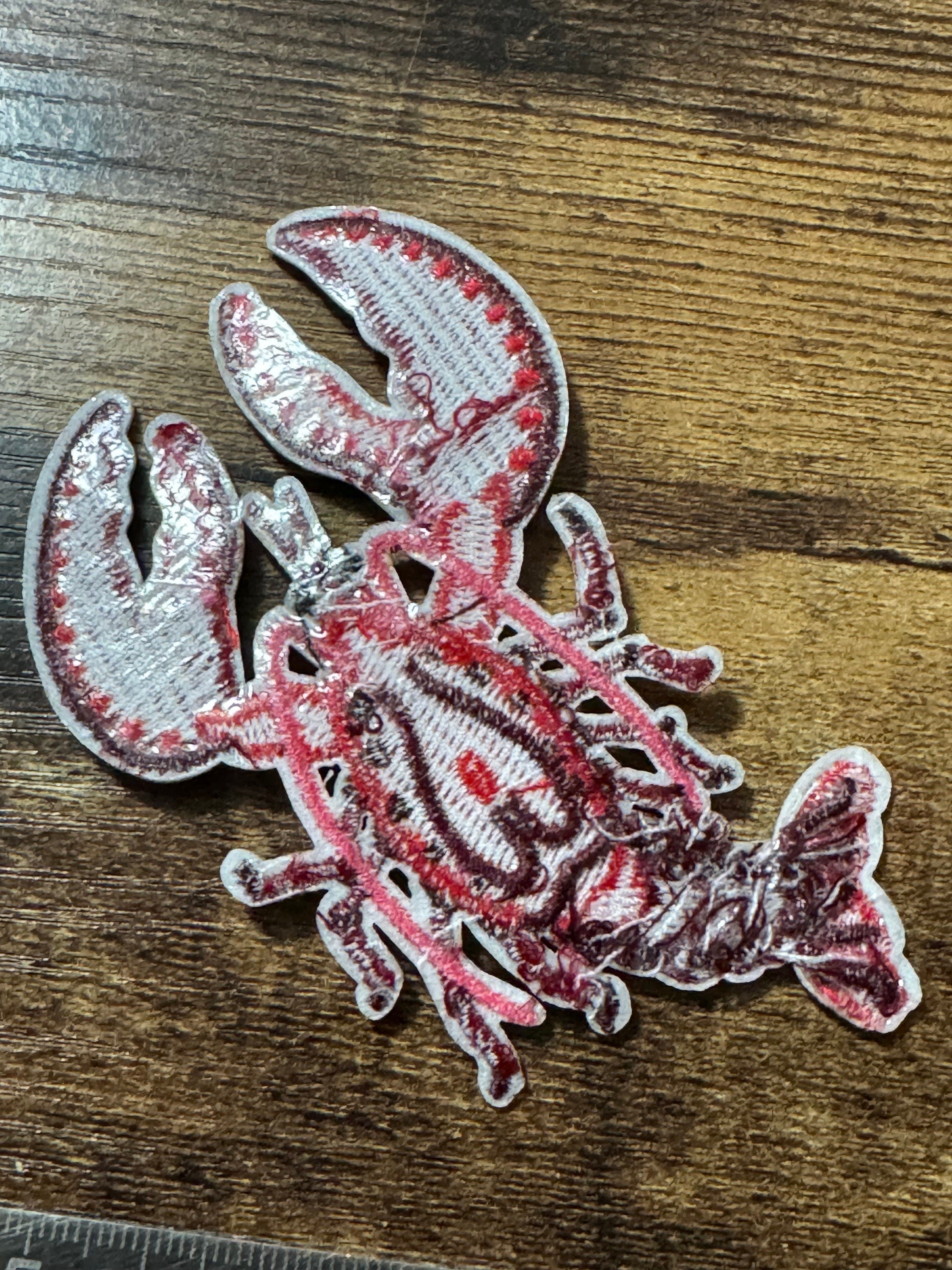 1 x bright red orange lobster iron On pre glued Nautical embroidered  Patch 8.8cm sewing craft appliqué