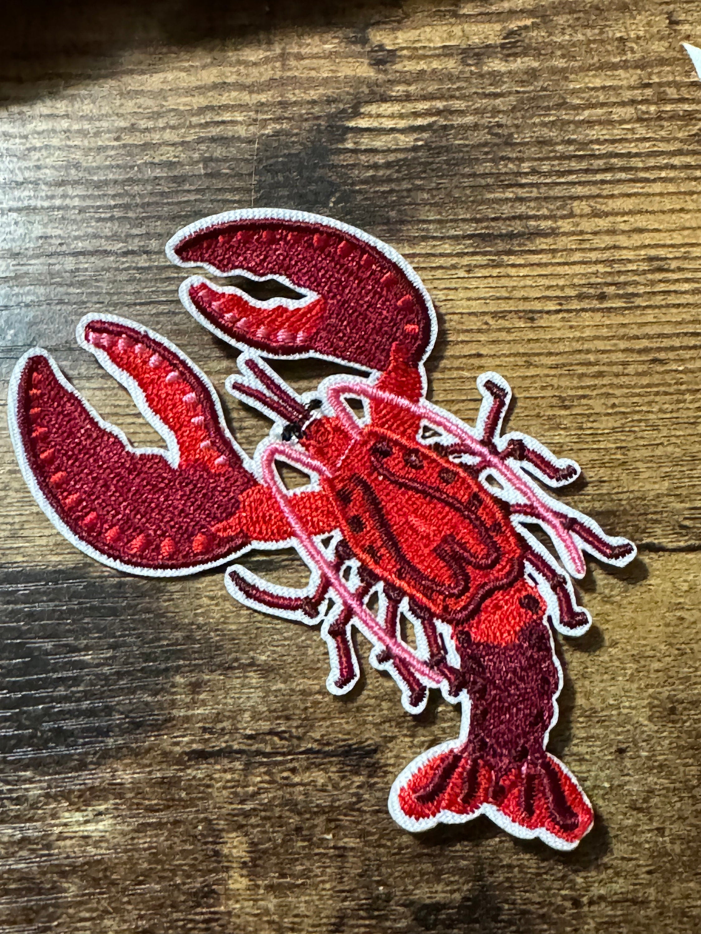 1 x bright red orange lobster iron On pre glued Nautical embroidered  Patch 8.8cm sewing craft appliqué