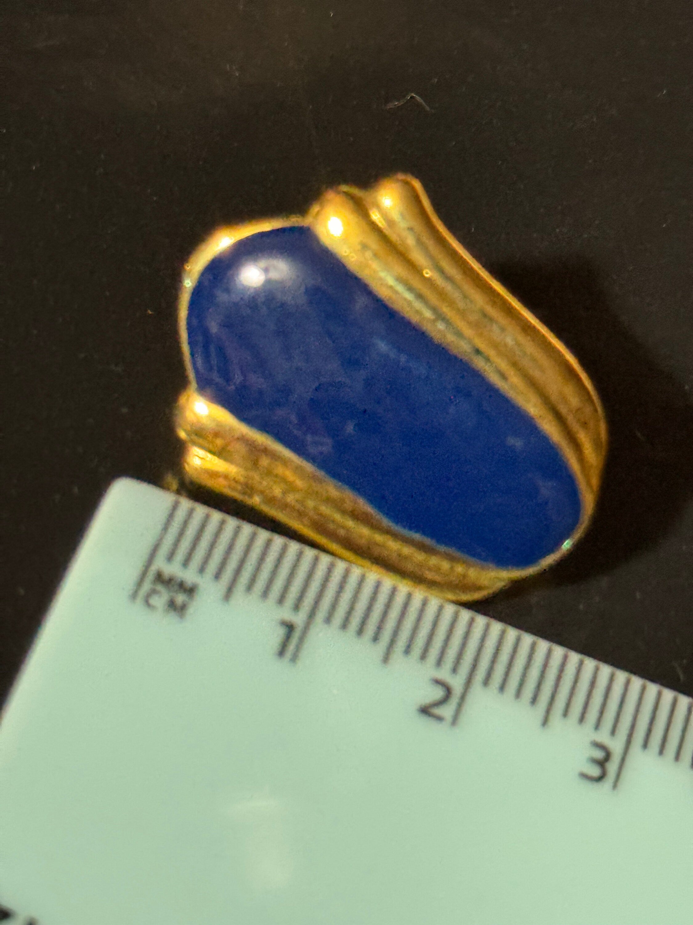 Vintage Gold tone dark navy Blue enamel pair stud earrings pierced