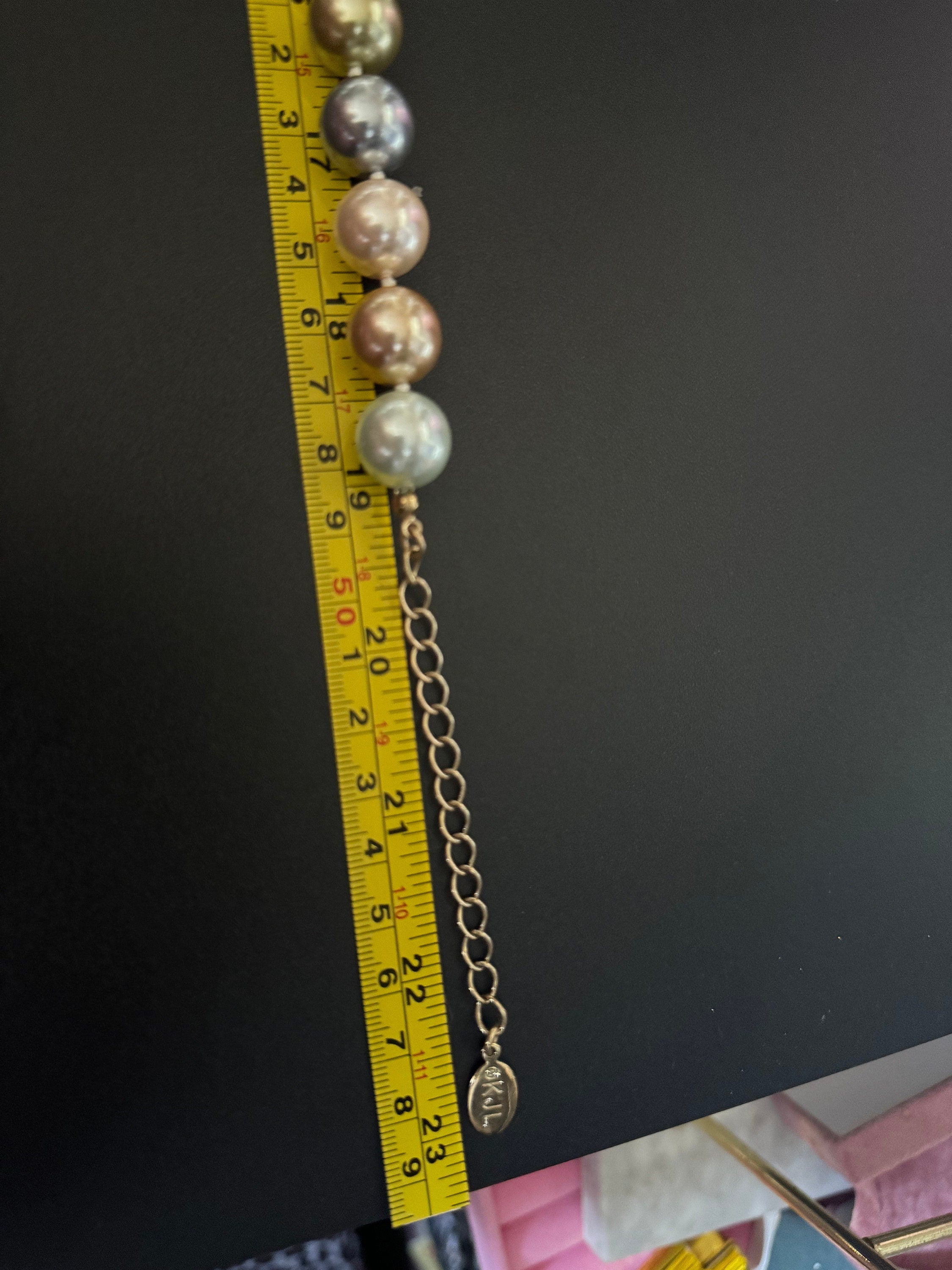 Signed KJL pearl necklace Kenneth lane very chunky faux 1.5cm glass Pearls