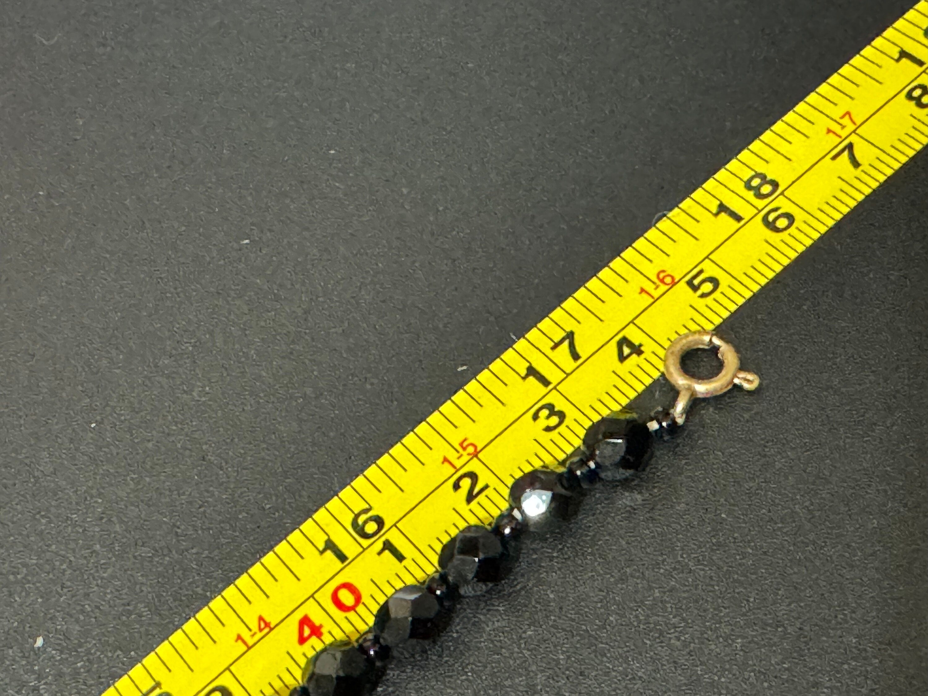 Antique art deco geometric cut glass black clear beaded necklace monochrome 44cm