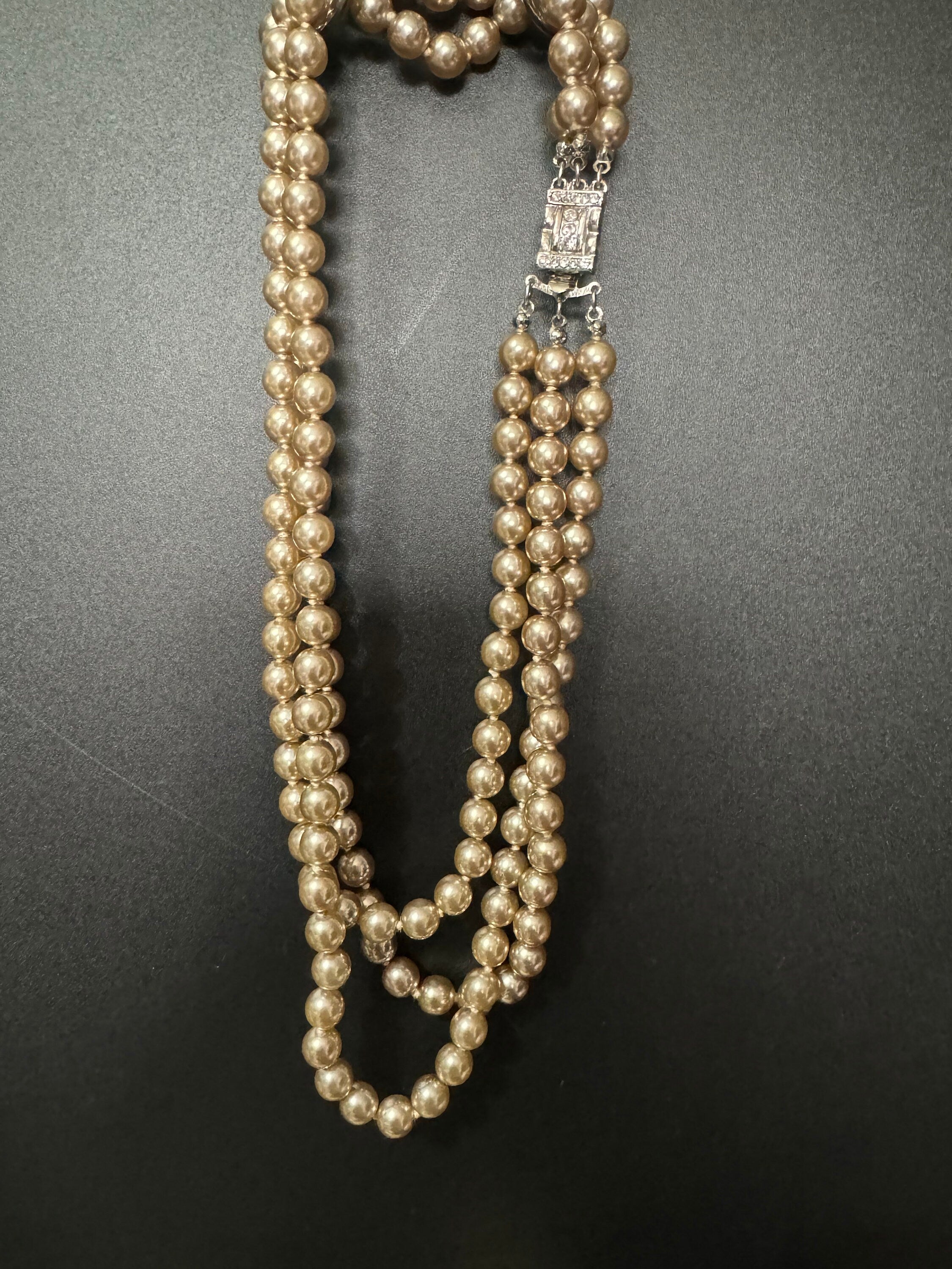 Camrose & Kross JBK Pearl Necklace: 3-Row Multi Strand