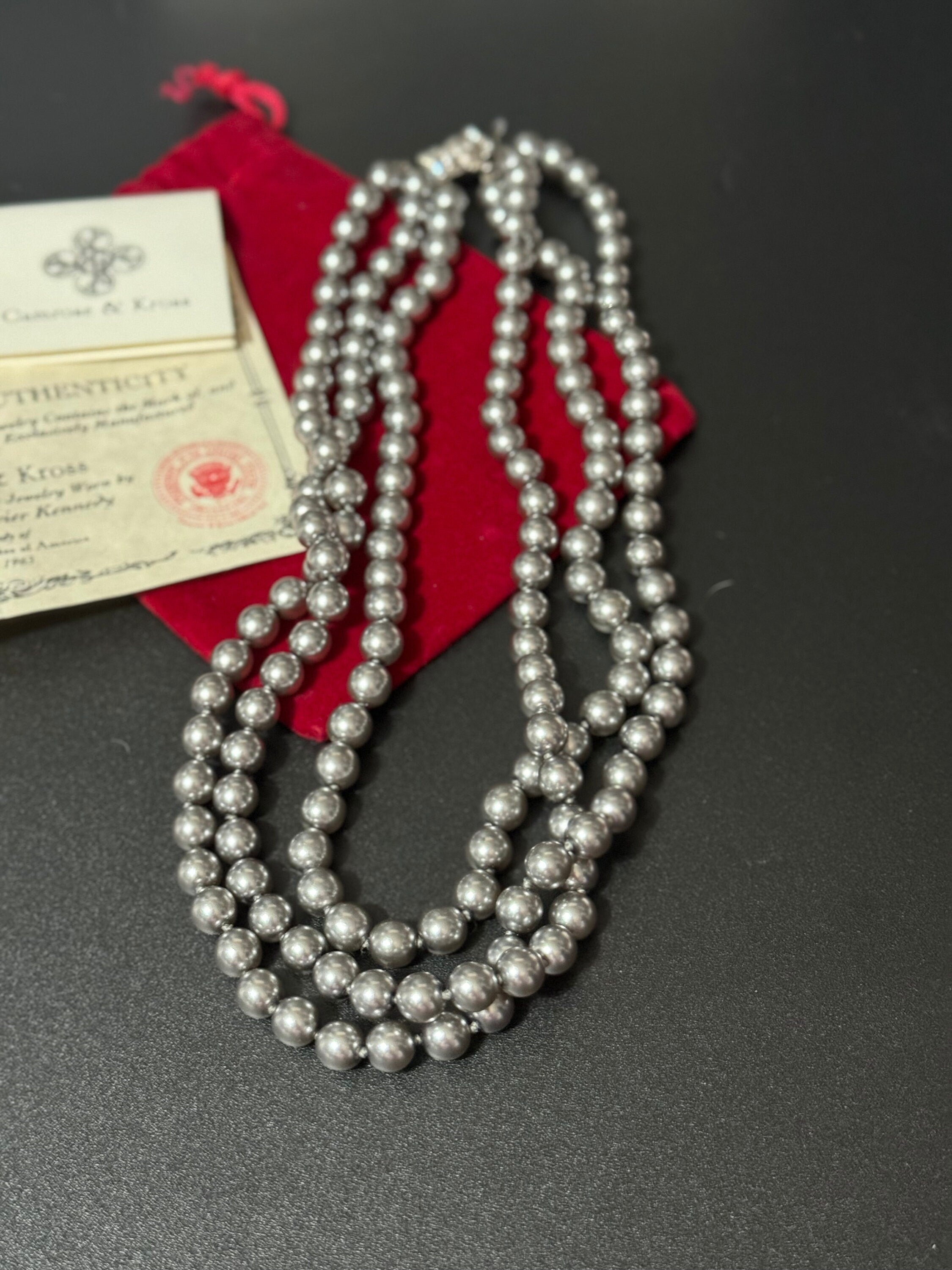 JBK Camrose & Kross Grey Pearl Multi Strand Necklace