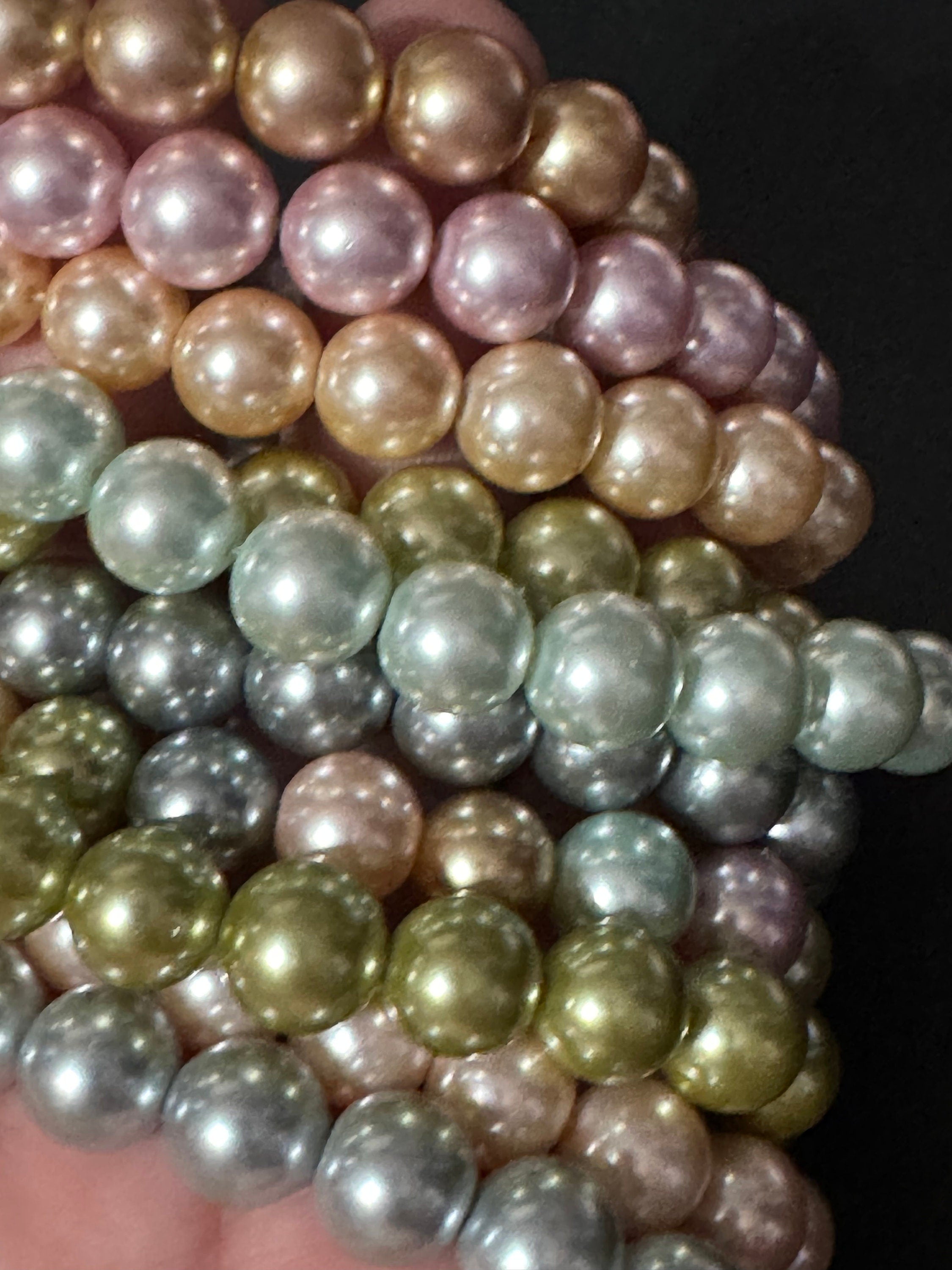 Signed KJL Set of 10 beaded glass pearl bracelets grey pink white Kenneth jay lane