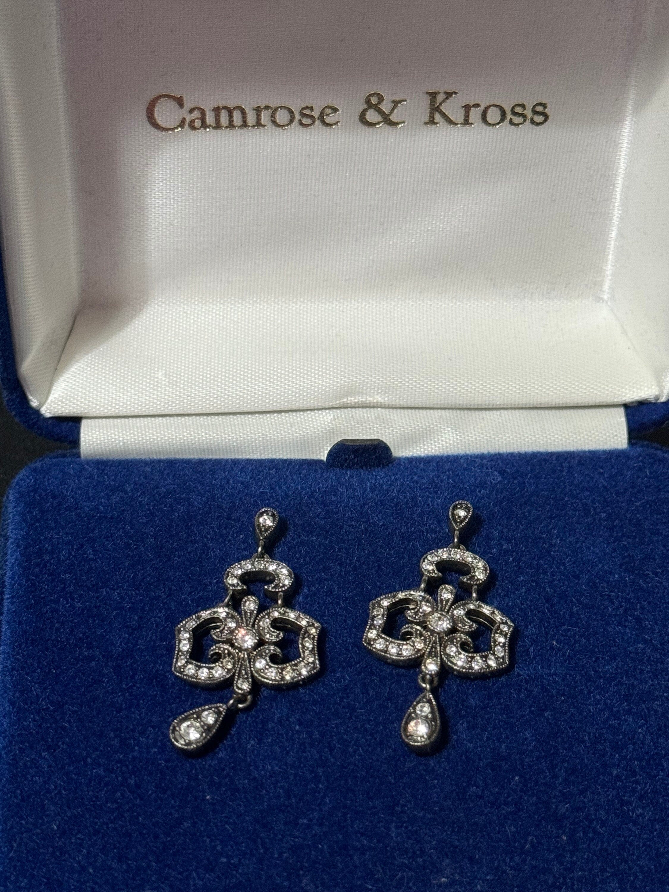 Vintage JBK Camrose & Kross Rhinestone Drop Earrings