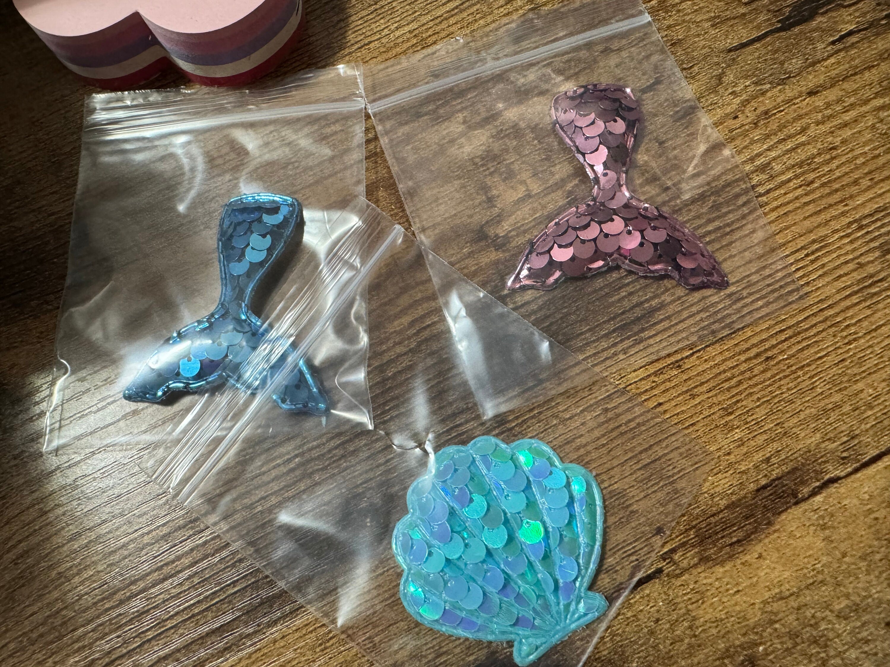 1 x rainbow sequin Sew On Mermaid tail Patch 6cm x 5cm sewing craft appliqué Nautical sea blue tones