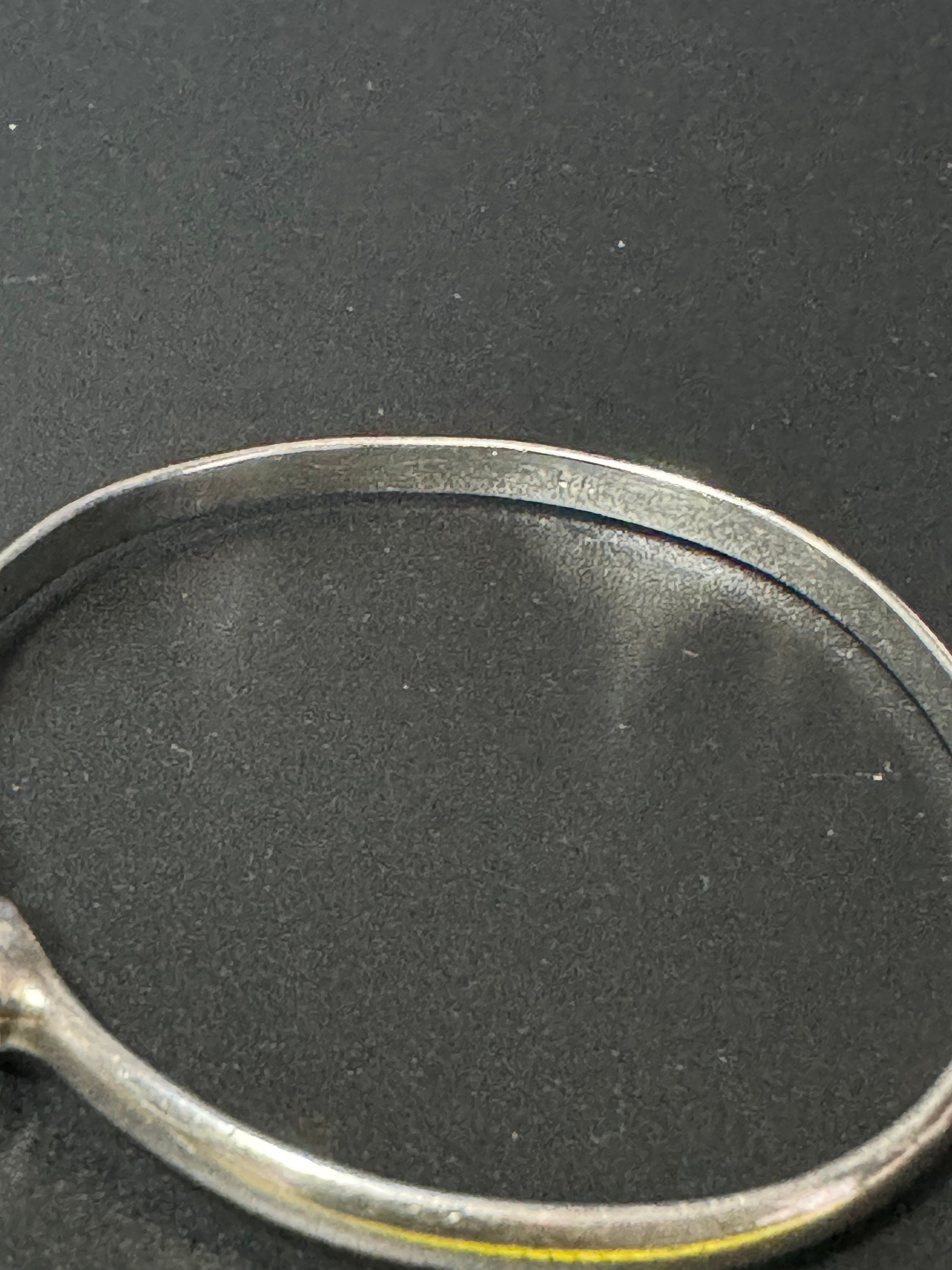Vintage 925 Sterling silver gem set clear Diamanté crystal rhinestone set slim bangle bracelet 13.6 grams
