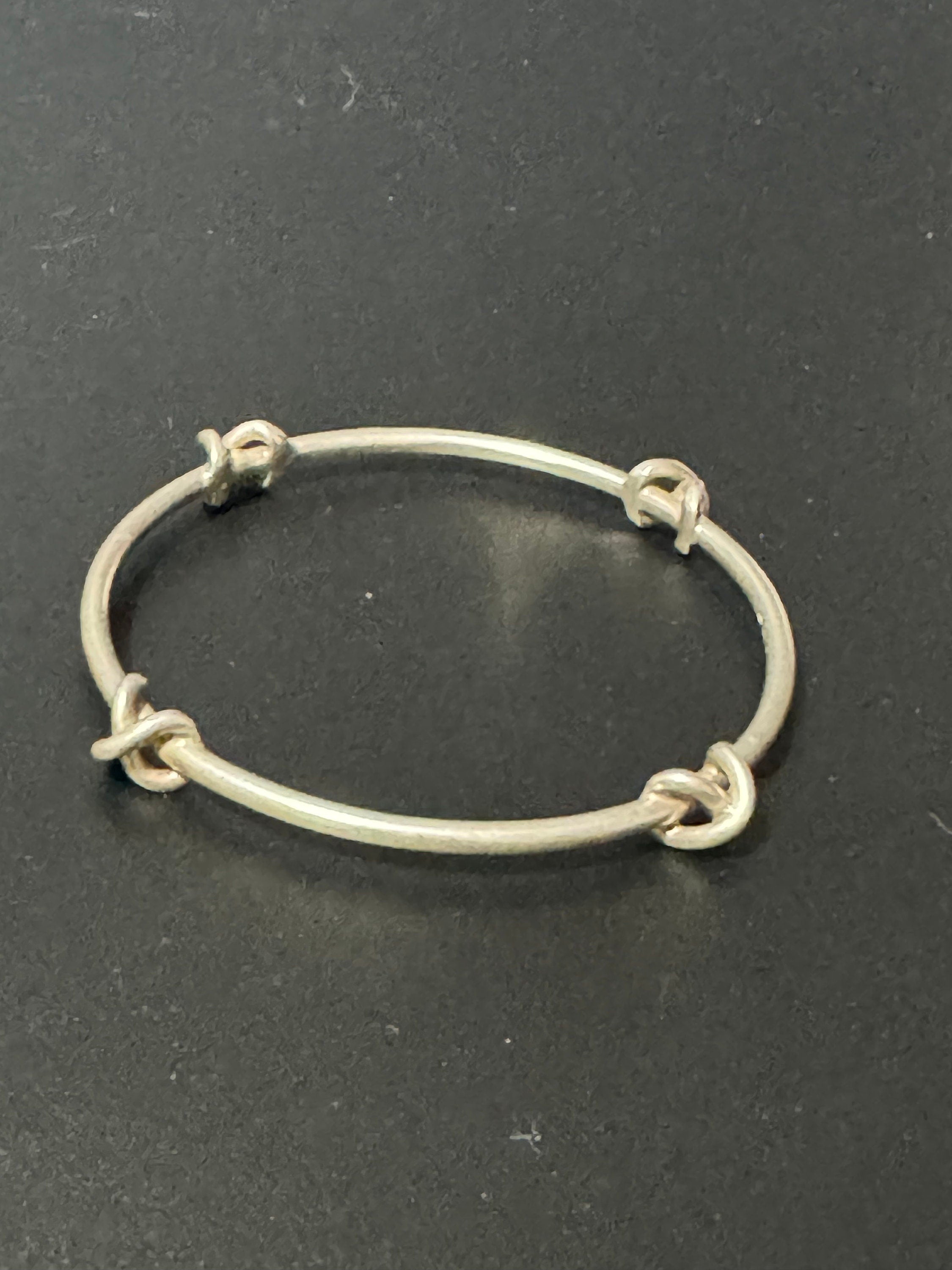 Vintage WSG Solid 925 silver modernist brutalist knot Bangle Bracelet 19.3 grams