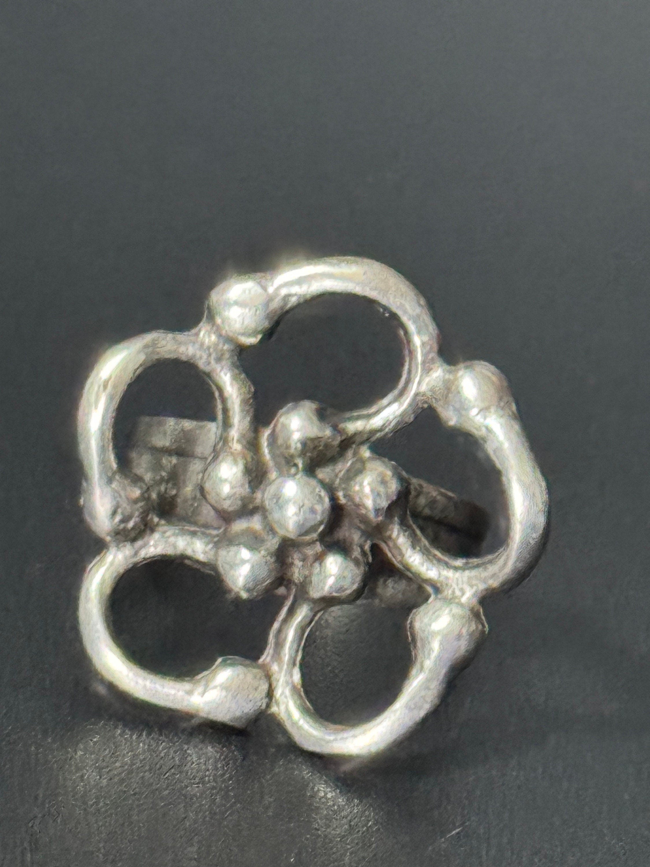 Size R plus brutalist heavy 925 Sterling silver ring adjustable