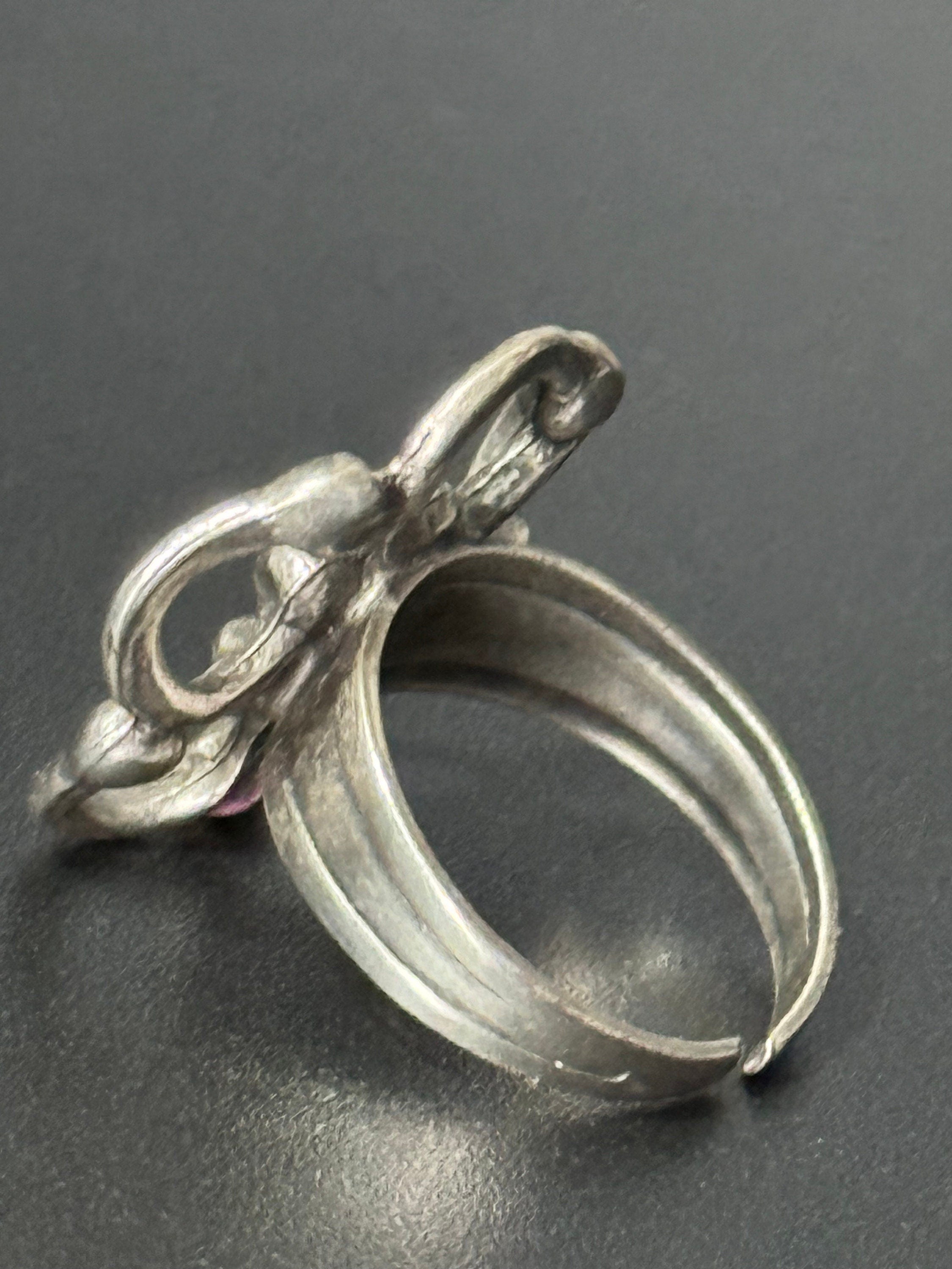 Size R plus brutalist heavy 925 Sterling silver ring adjustable