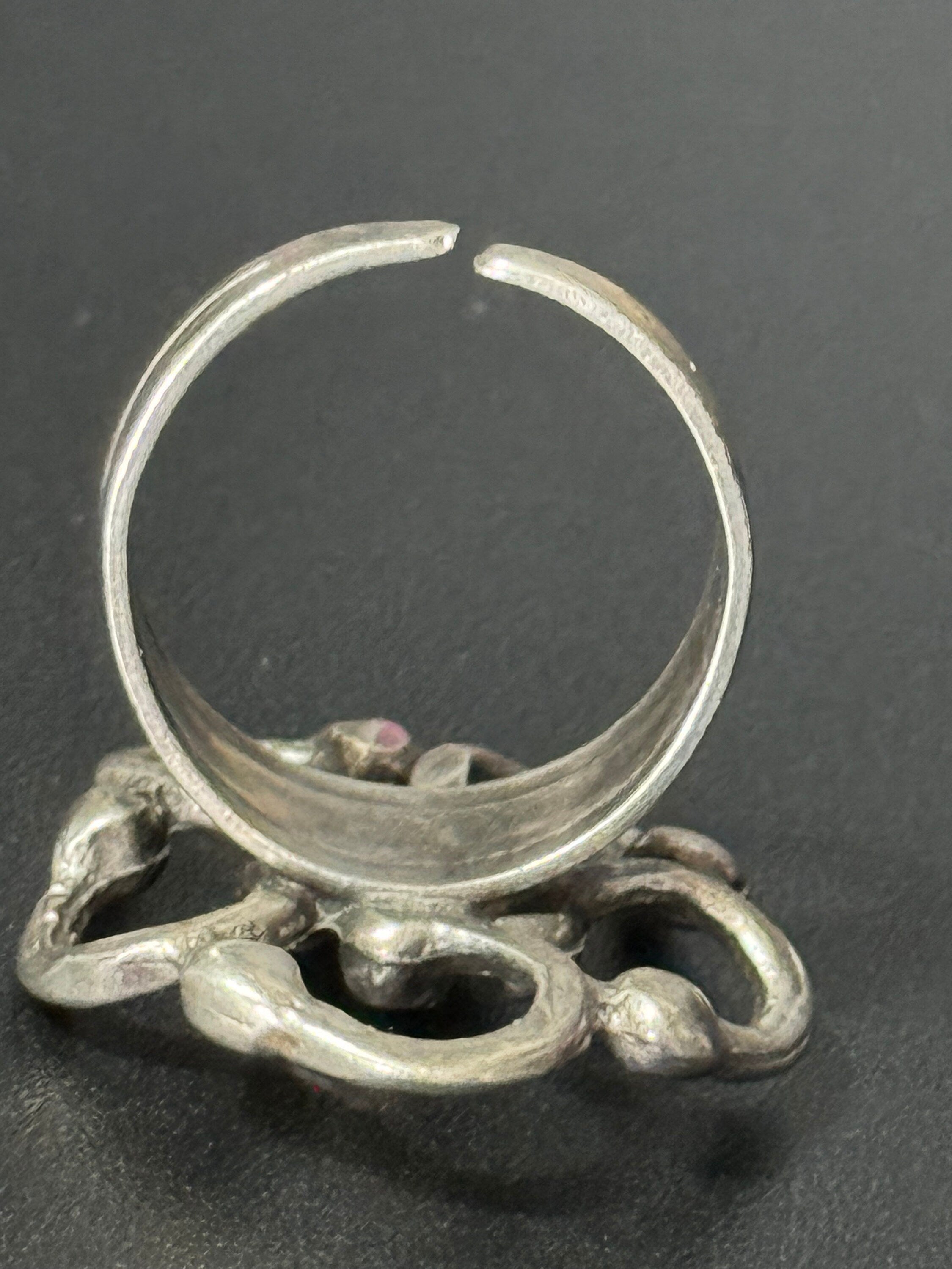 Size R plus brutalist heavy 925 Sterling silver ring adjustable