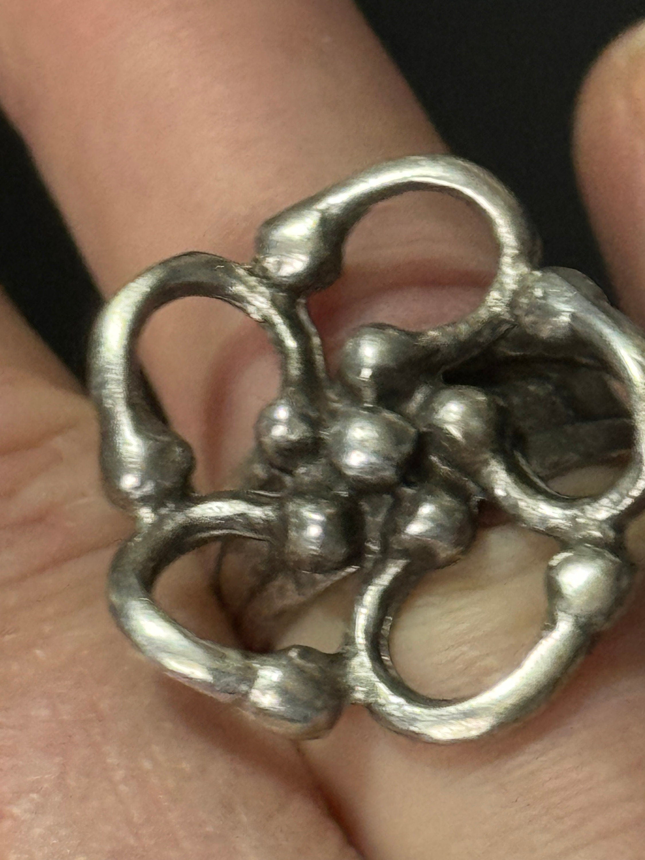 Size R plus brutalist heavy 925 Sterling silver ring adjustable