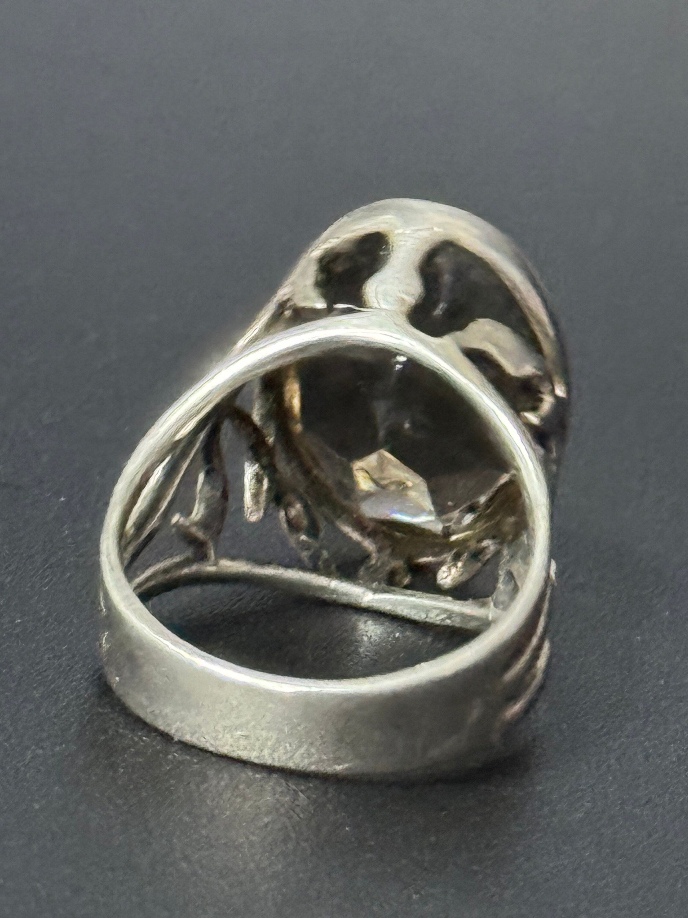 Size N.5 925 sterling silver modernist brown smokey quartz ring 6.6 grams