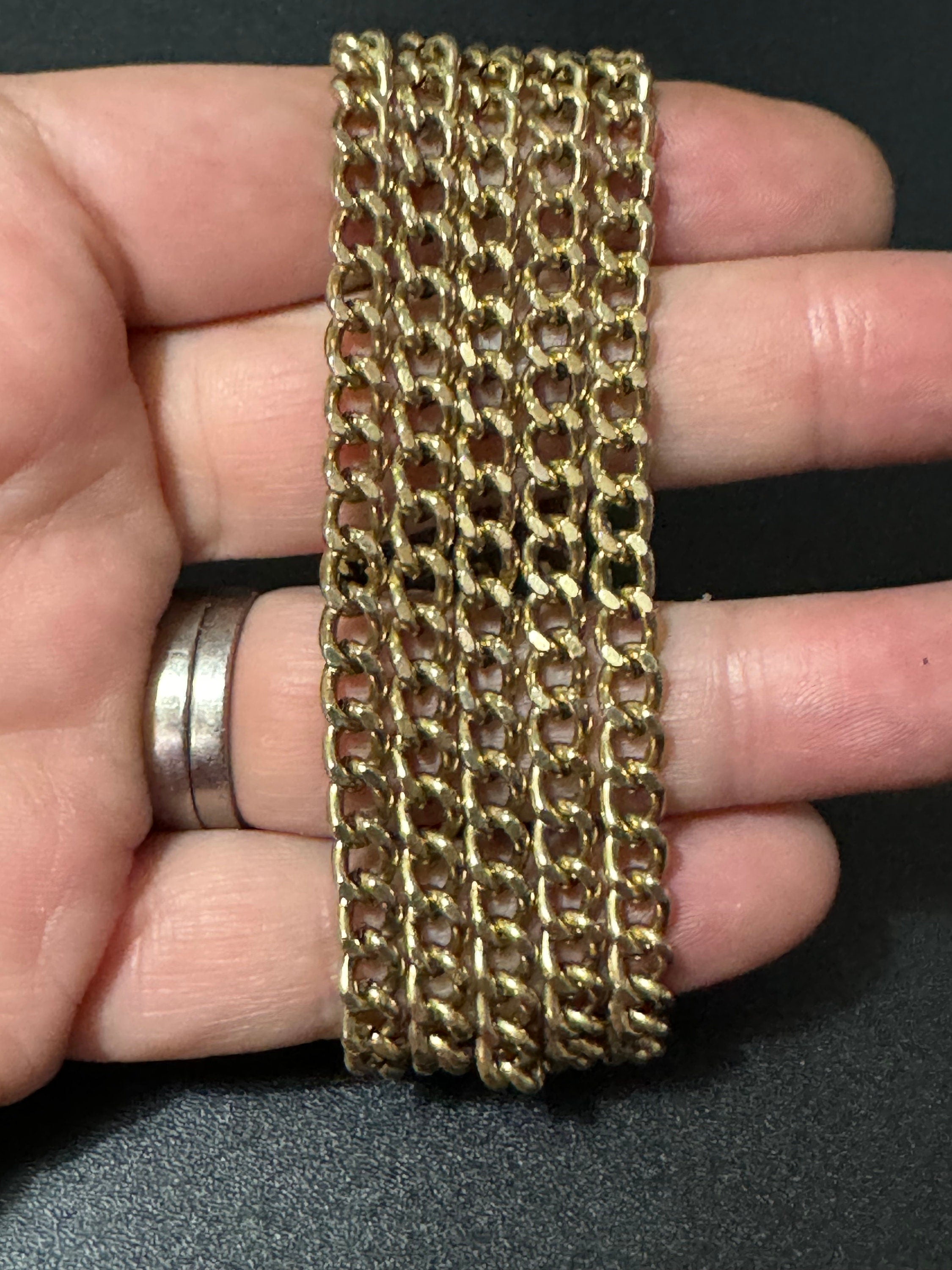 vintage gold Tone Etruscan style Multistrand bracelet woven cable chain bracelet