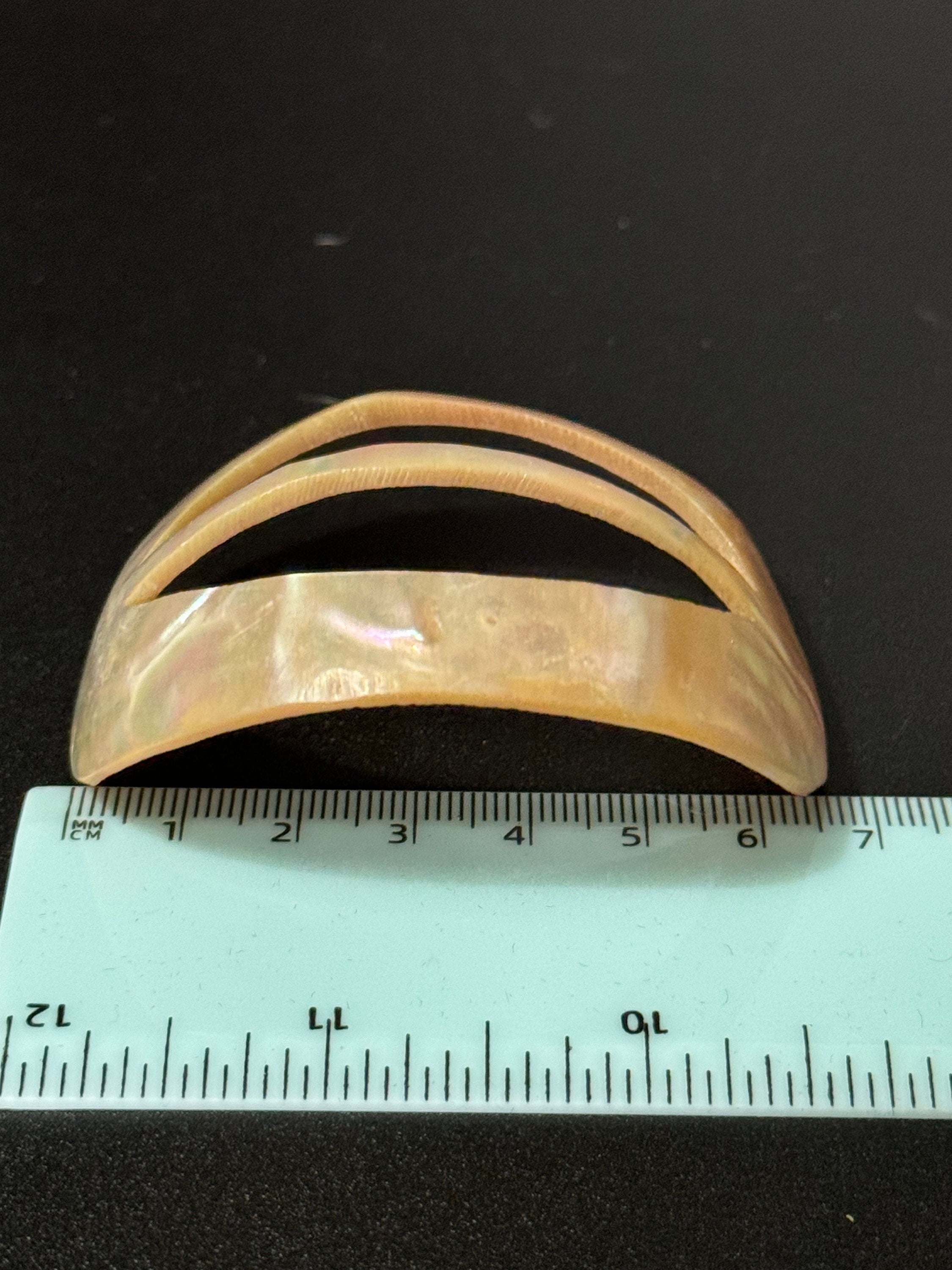 Large oval high curved Mother of Pearl belt buckle antique 6.5cm