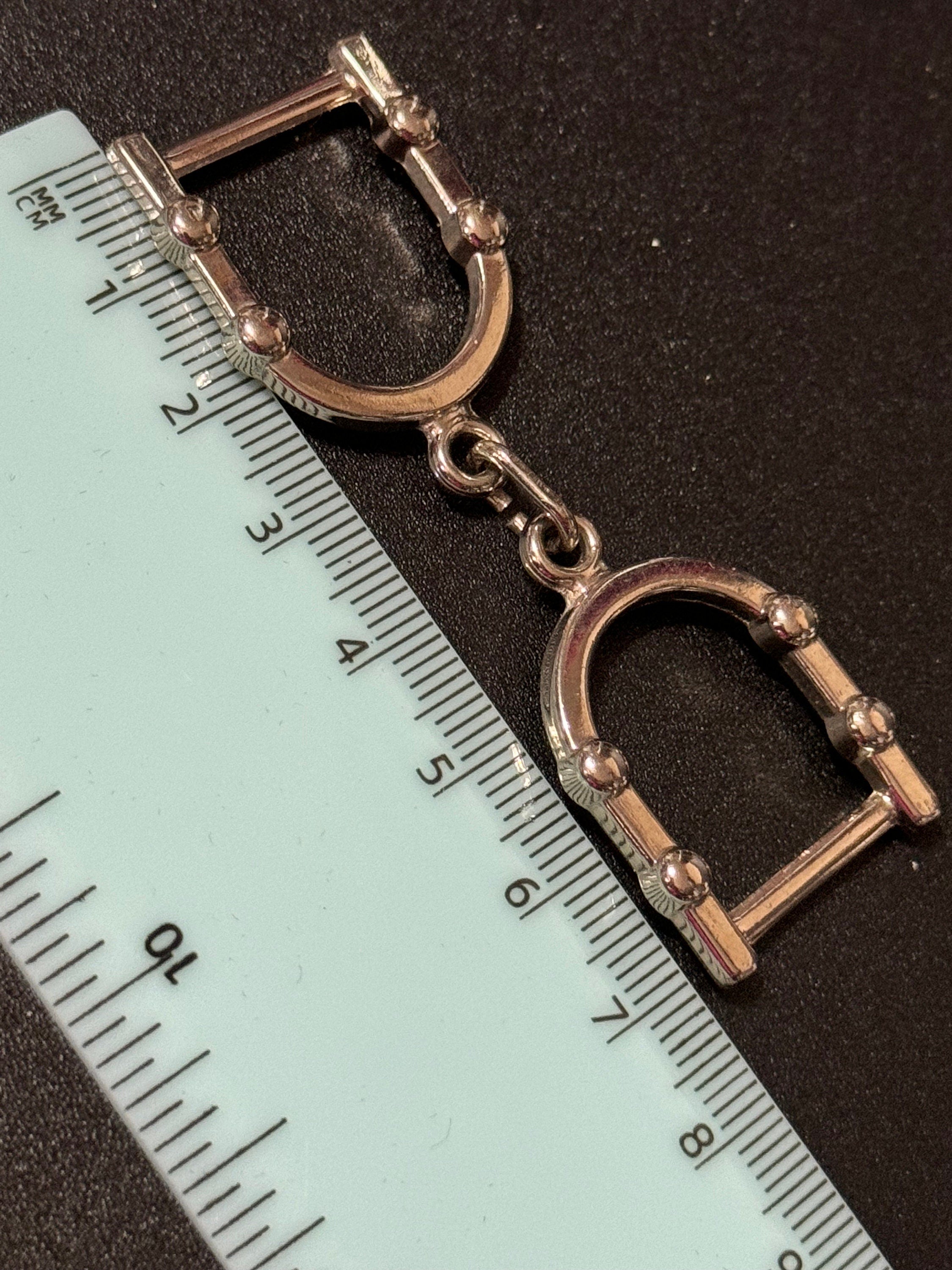 Vintage Pair of silver tone metal horse snaffle bar Shoe buckles clips