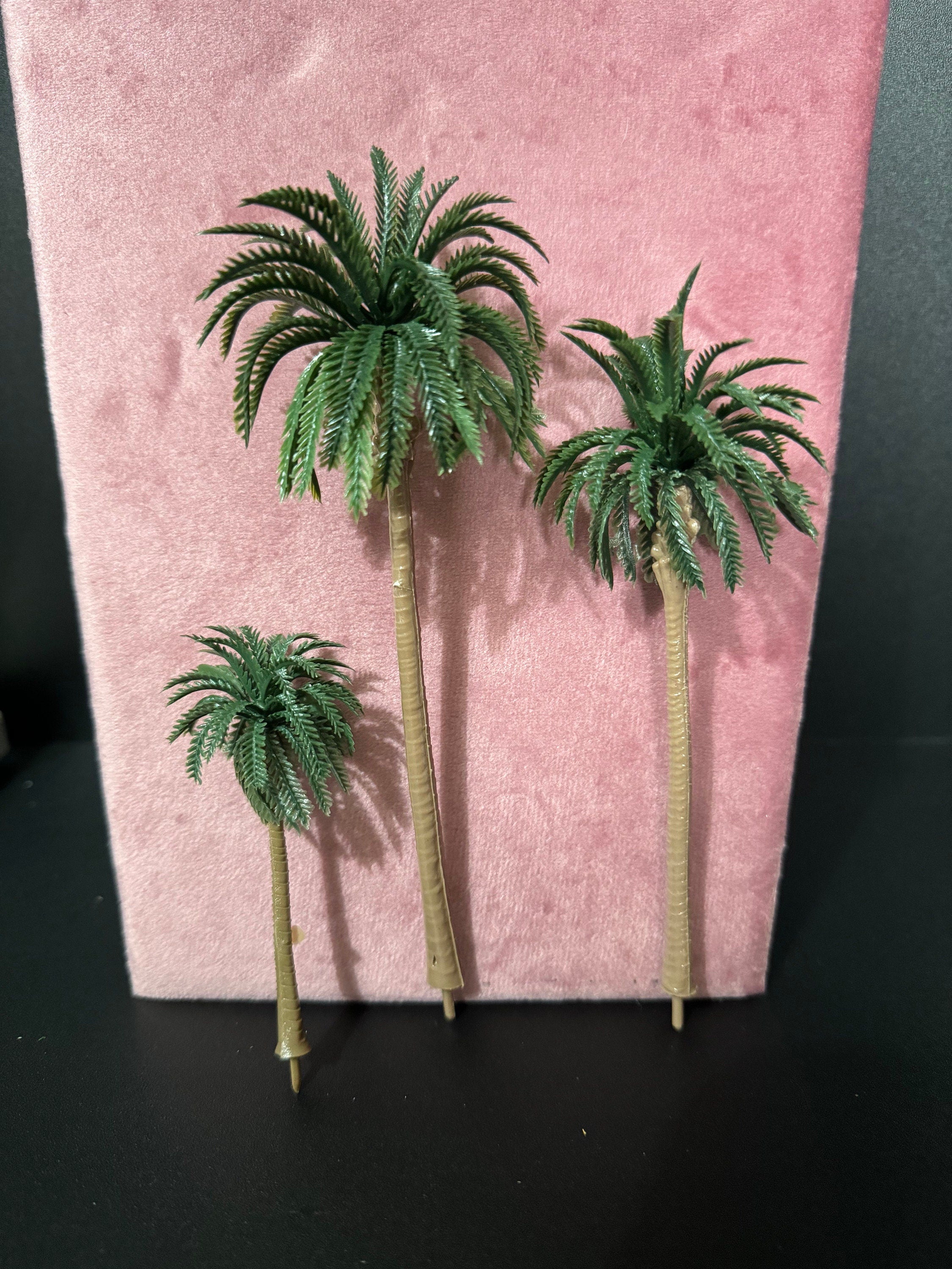 8cm tall price each tropical Miniature brown and green reusable plastic palm tree cake topper