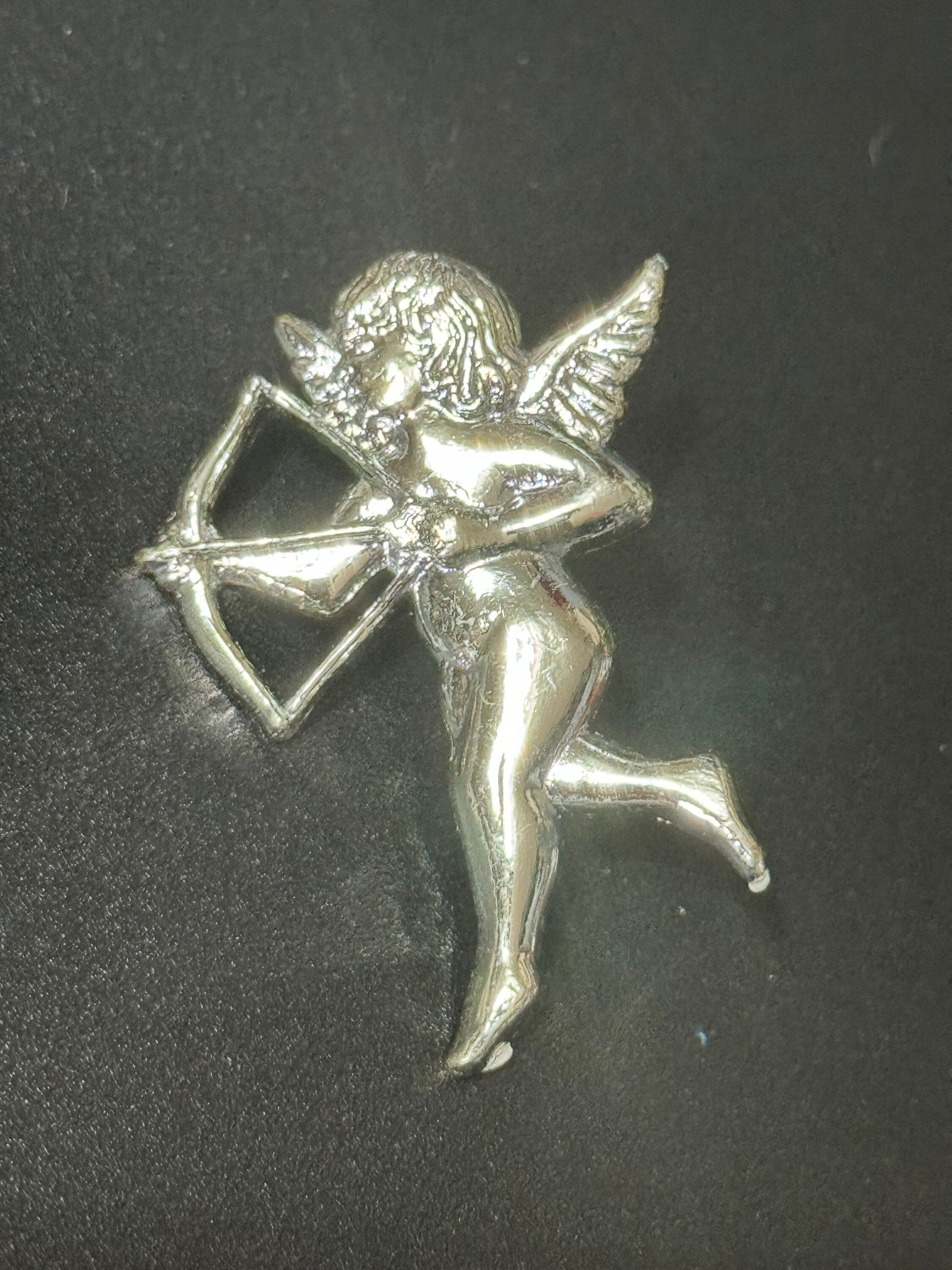 Vintage plastic Eros Cupid lovers wedding cake decorations toppers silver tone