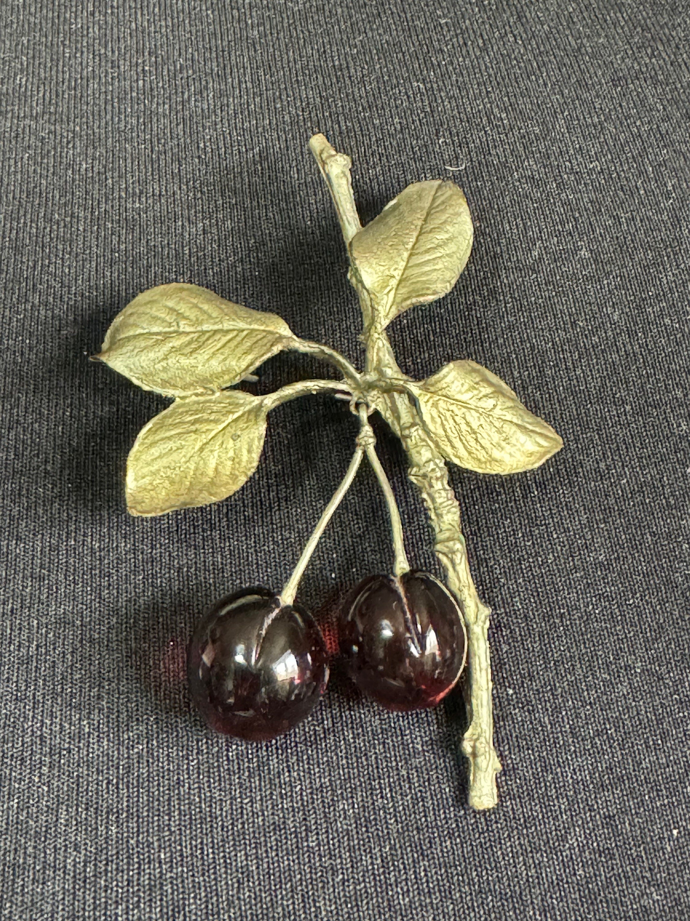 Michael Michaud v&a bronze glass red morello cherry brooch, designer