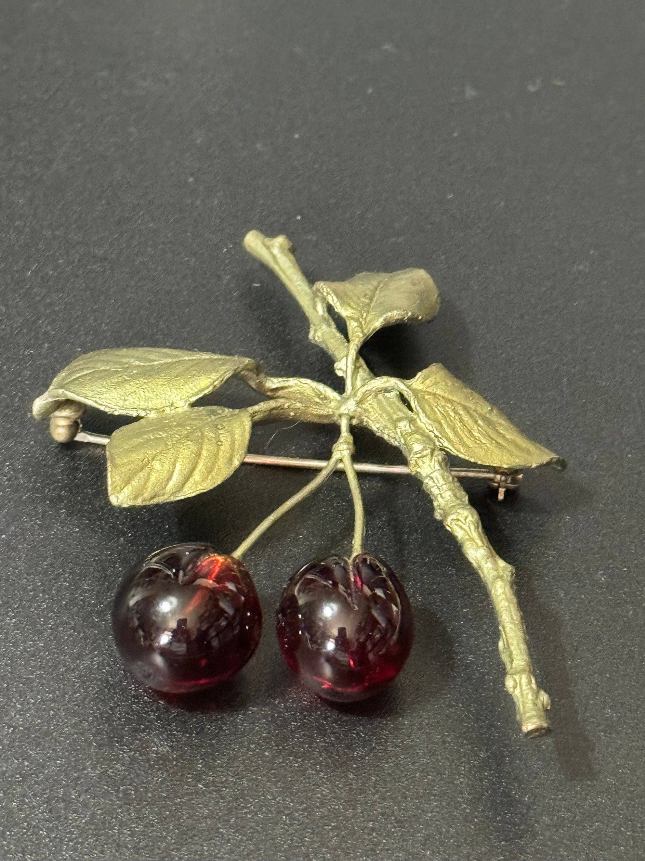 Michael Michaud v&a bronze glass red morello cherry brooch, designer