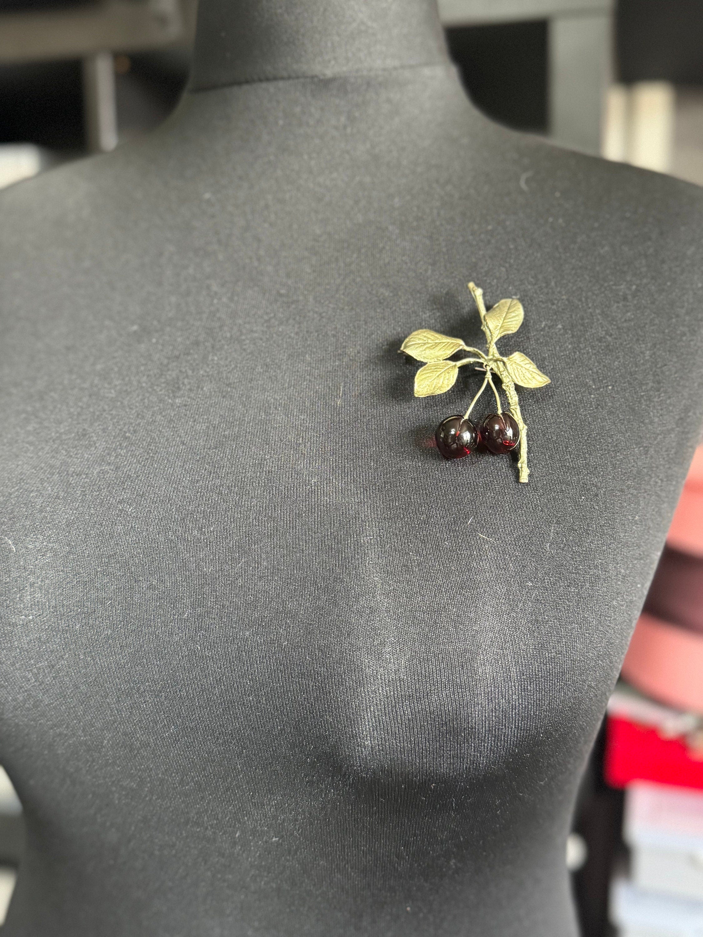 Michael Michaud v&a bronze glass red morello cherry brooch, designer