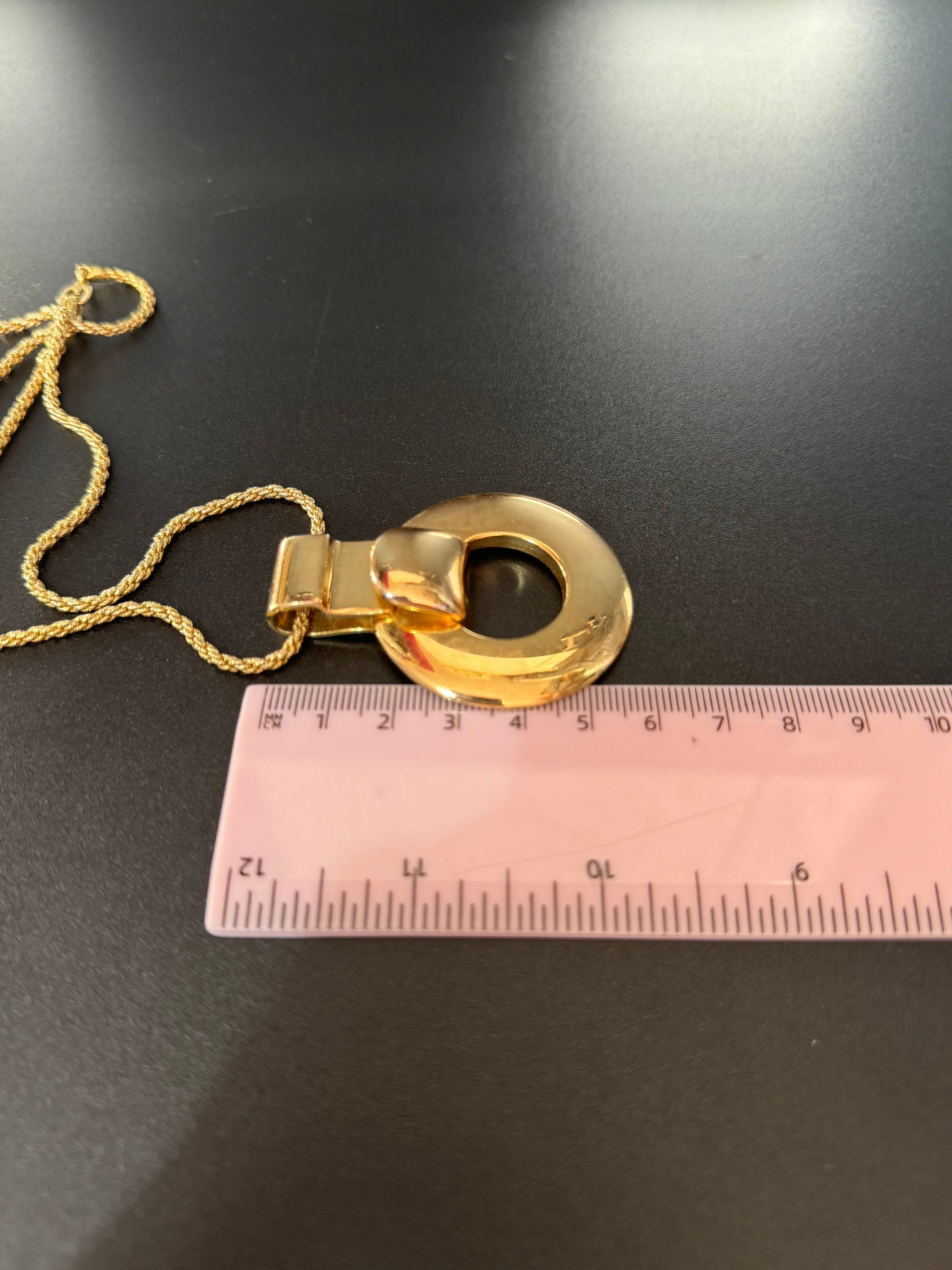signed GROSSE 1973 Germany vintage gold plated chunky pendant on a rope chain necklace designer