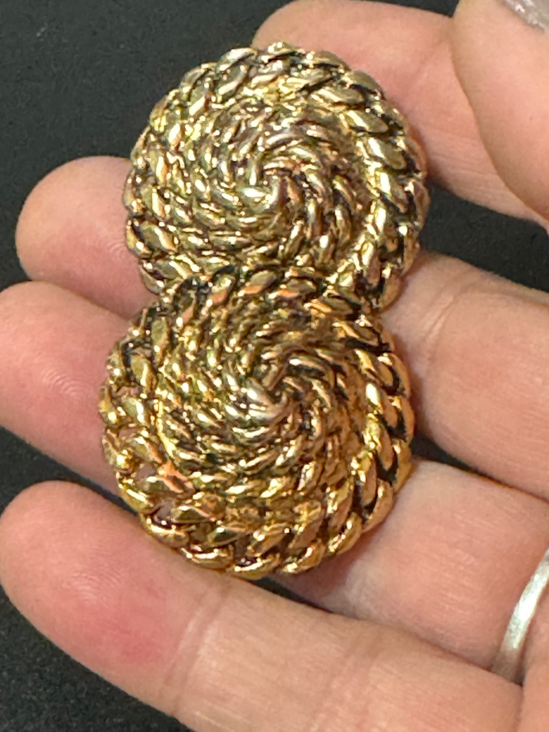 oversized rope twist domed round clip on earrings