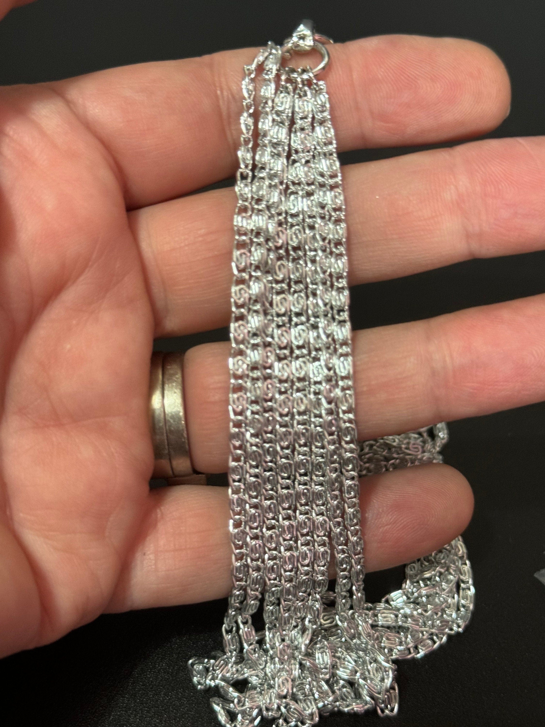 Petite fit signed Sarah Coventry silver tone Multi strand fancy link choker necklace
