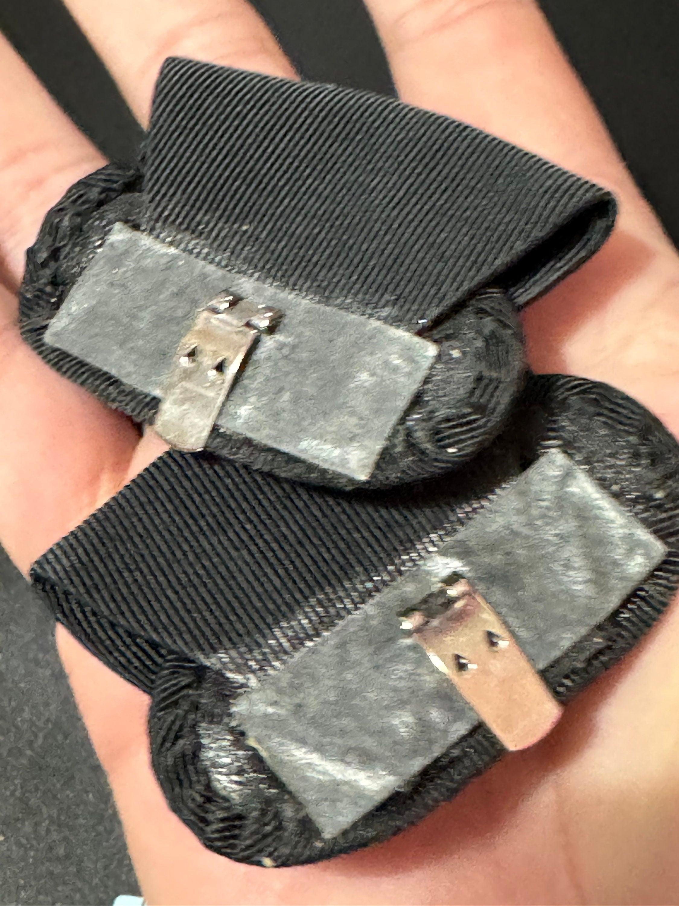 Pair of Black satin diamanté shoe clips Vintage