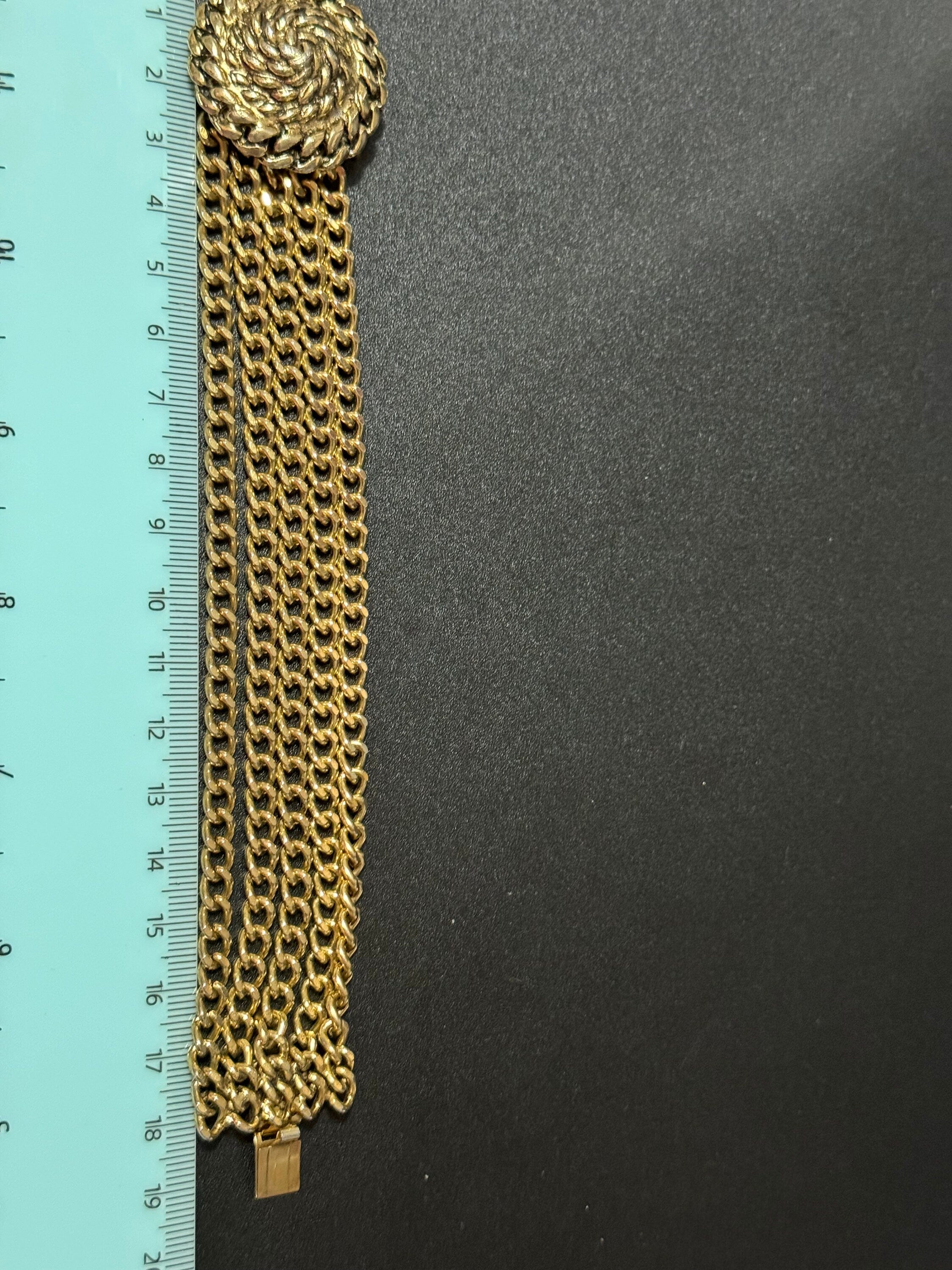 vintage gold Tone Etruscan style Multistrand bracelet woven cable chain bracelet