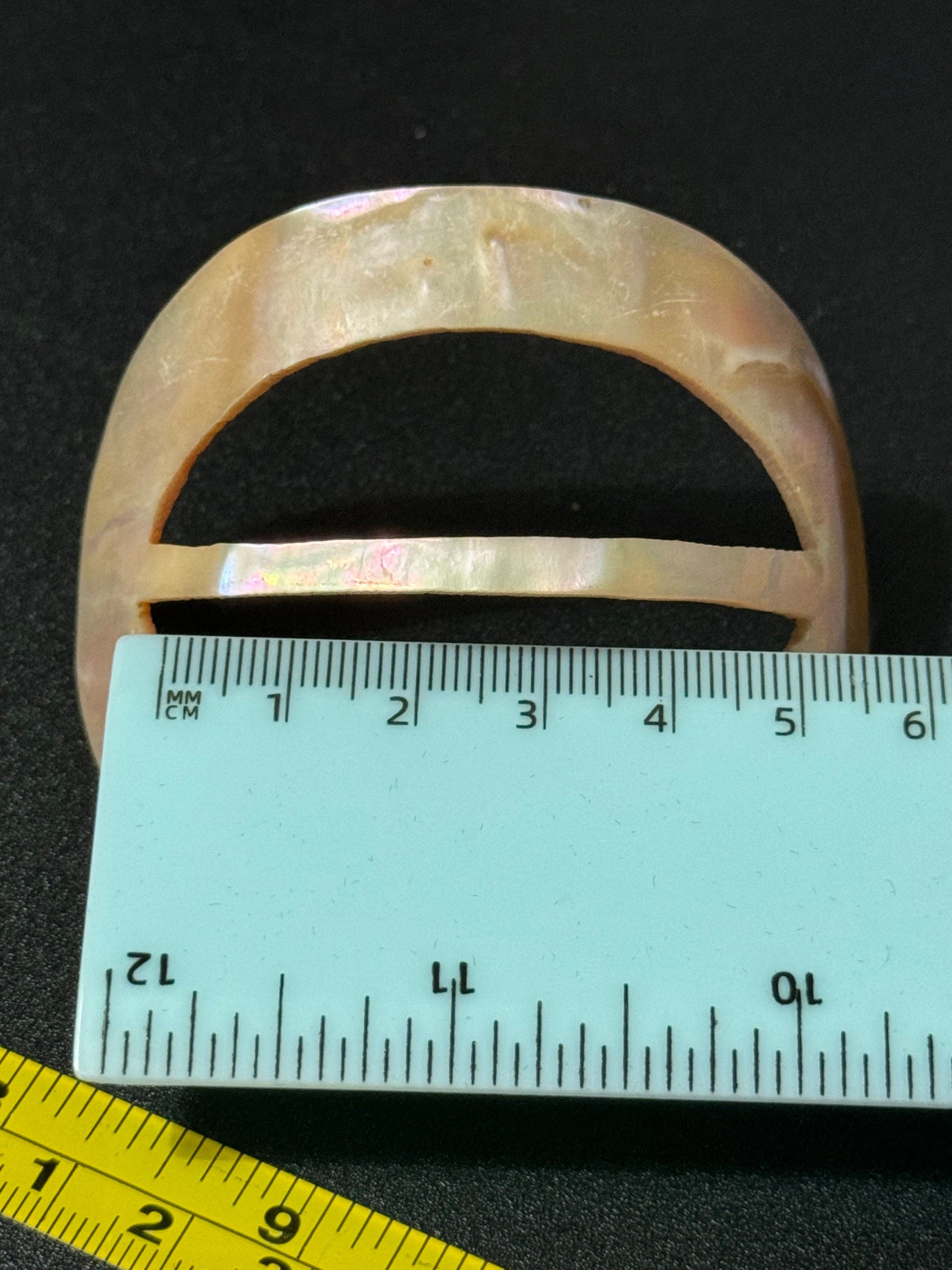 Large oval high curved Mother of Pearl belt buckle antique 6.5cm