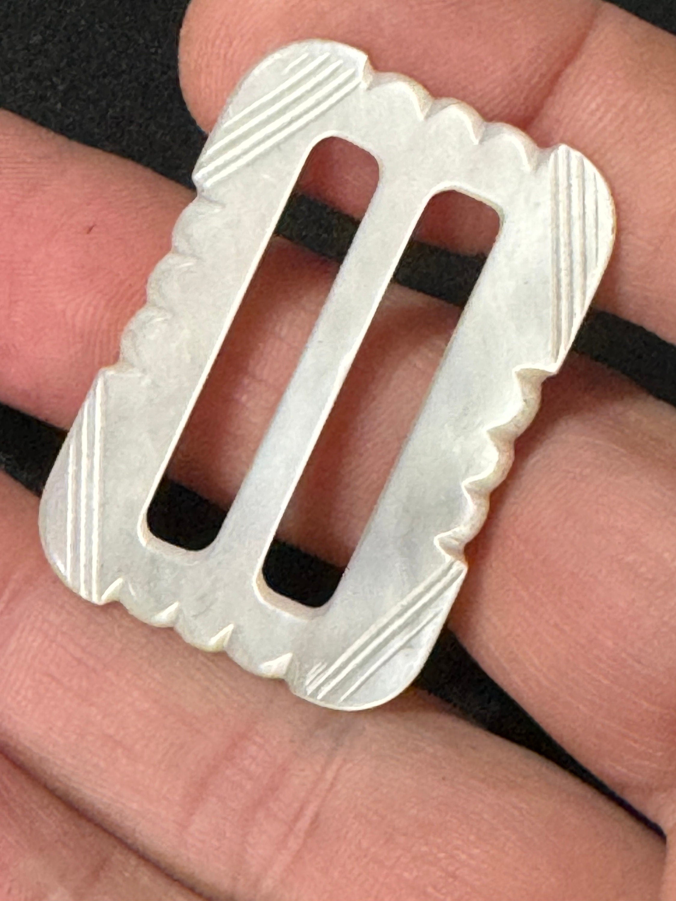 Antique 1900s MOP Mother of Pearl Carved Ornate Belt Buckle Haberdashery Bridal Steampunk Sewing