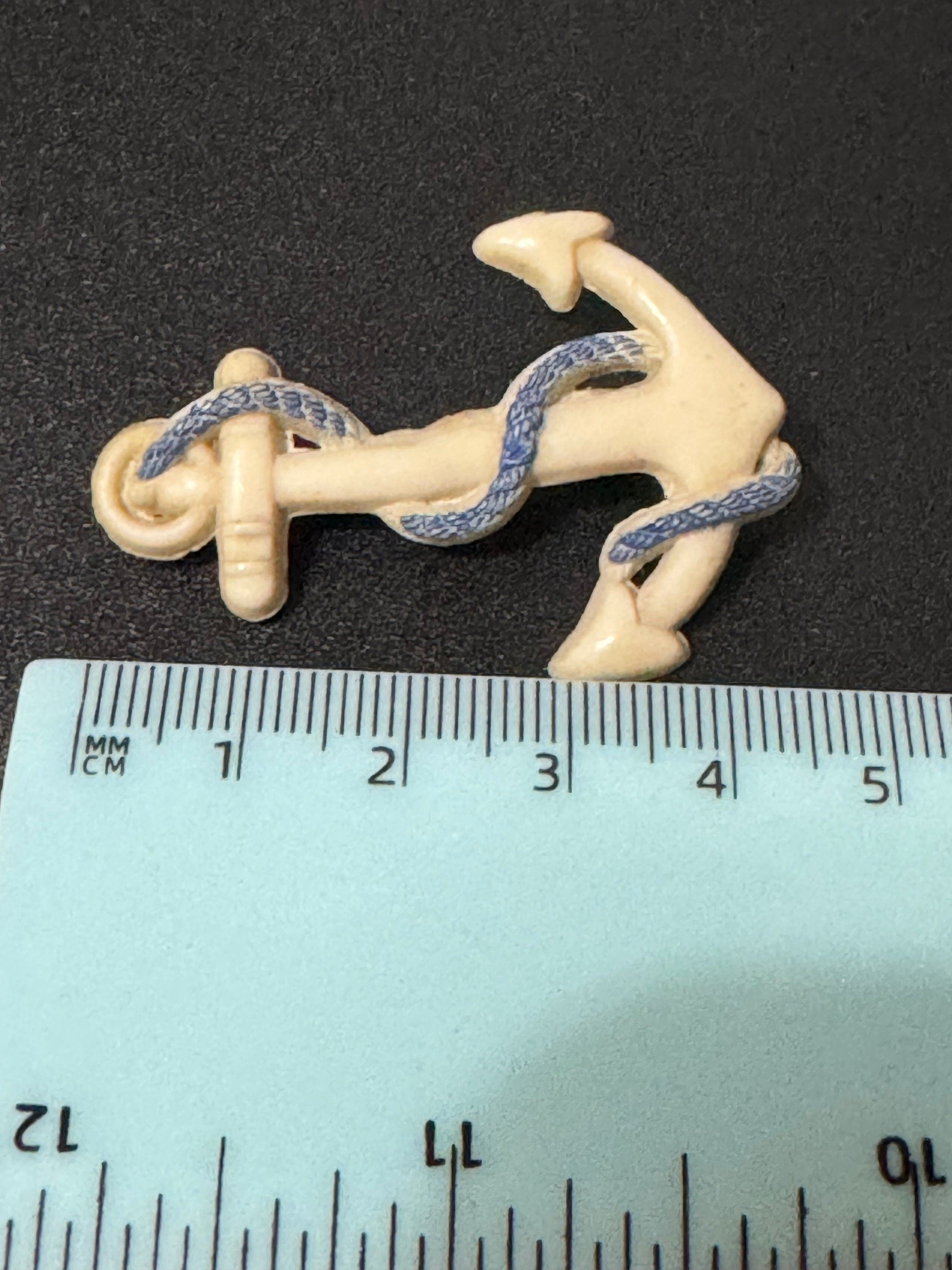 Early Plastic Art Deco white cream Nautical Anchor brooch pin 1930s Antique celluloid Kitsch