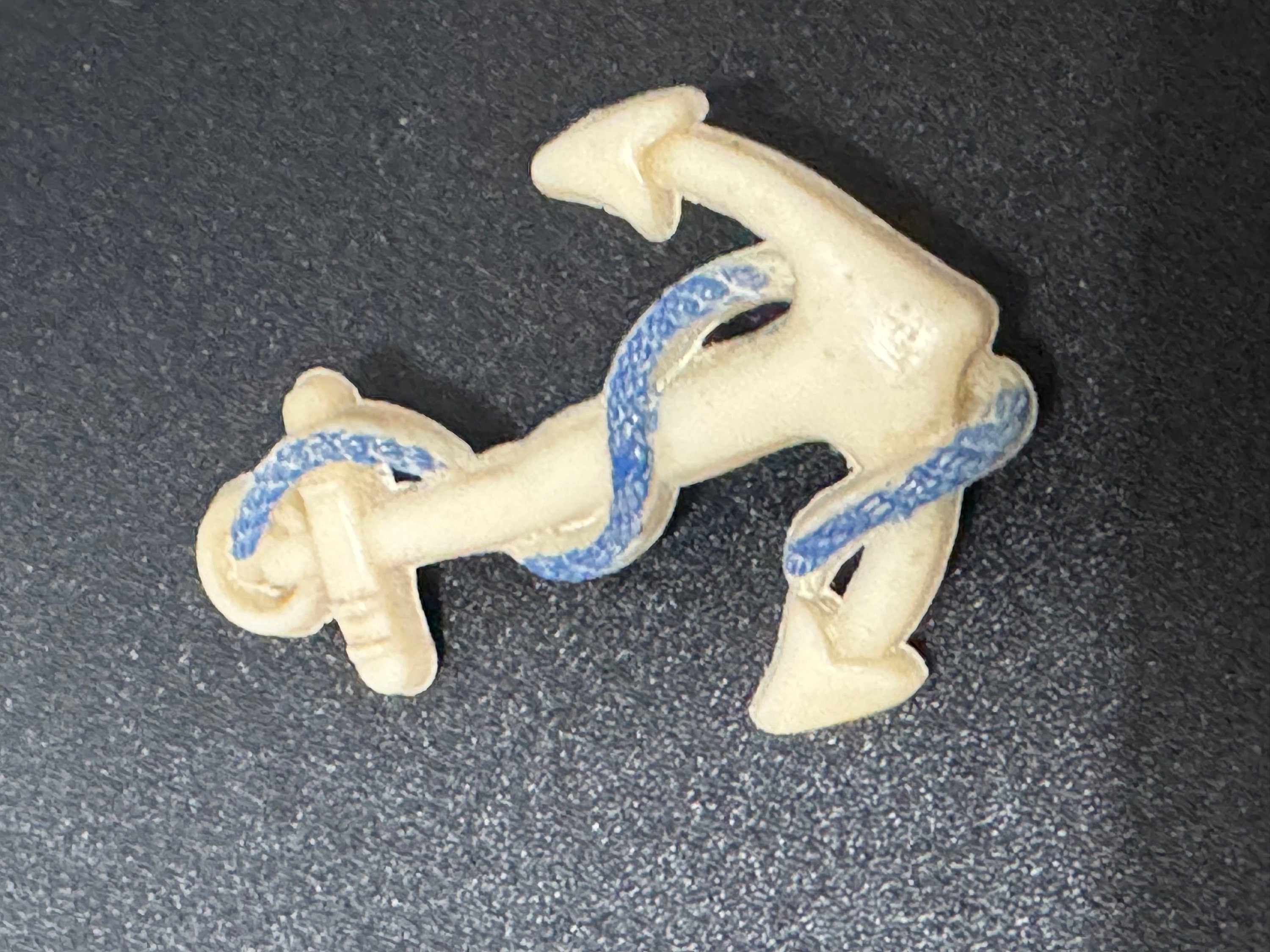 Early Plastic Art Deco white cream Nautical Anchor brooch pin 1930s Antique celluloid Kitsch