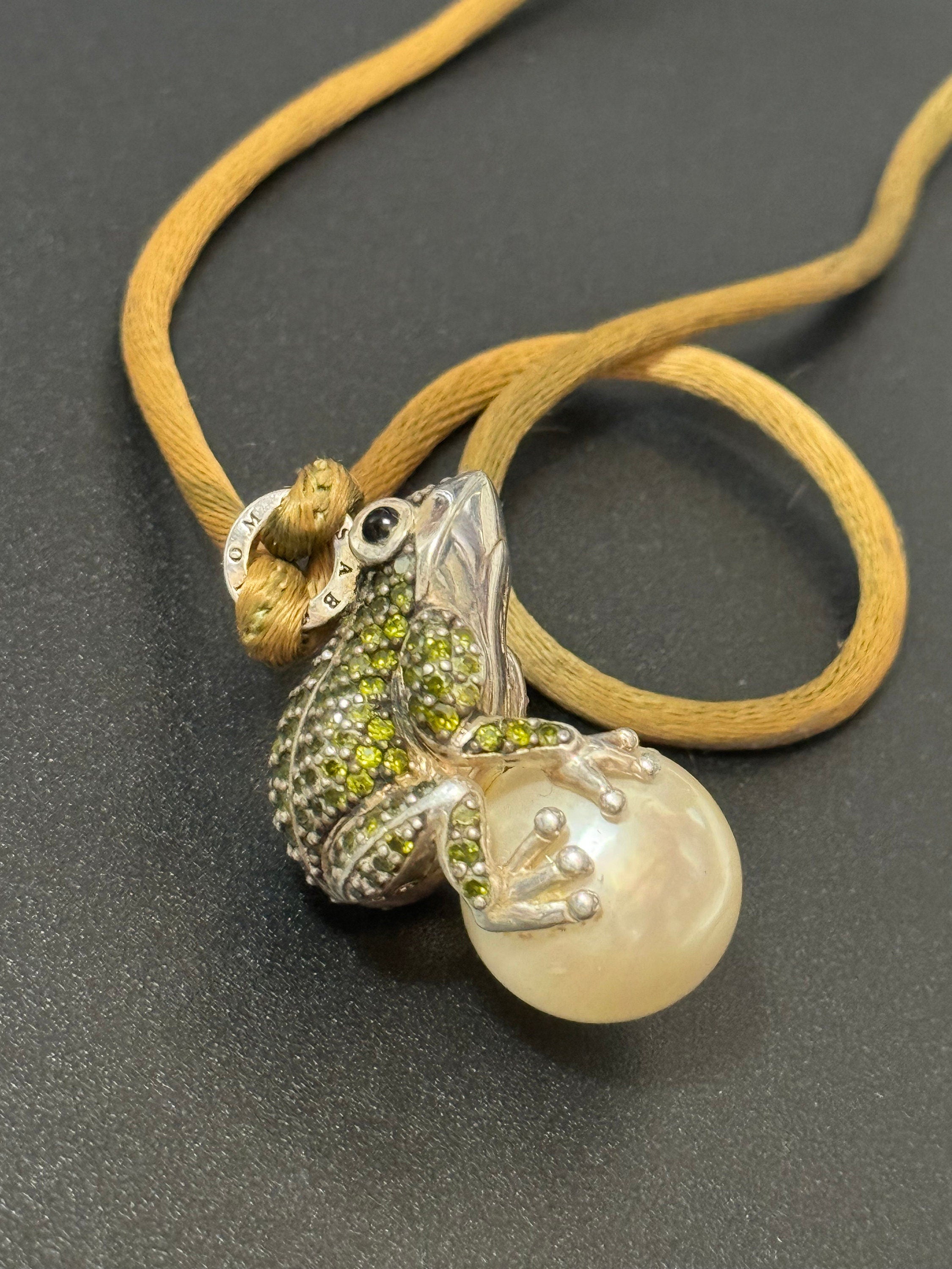 Thomas Sabo 925 sterling silver Frog Prince on a pearl pendant necklace,  designer jewellery