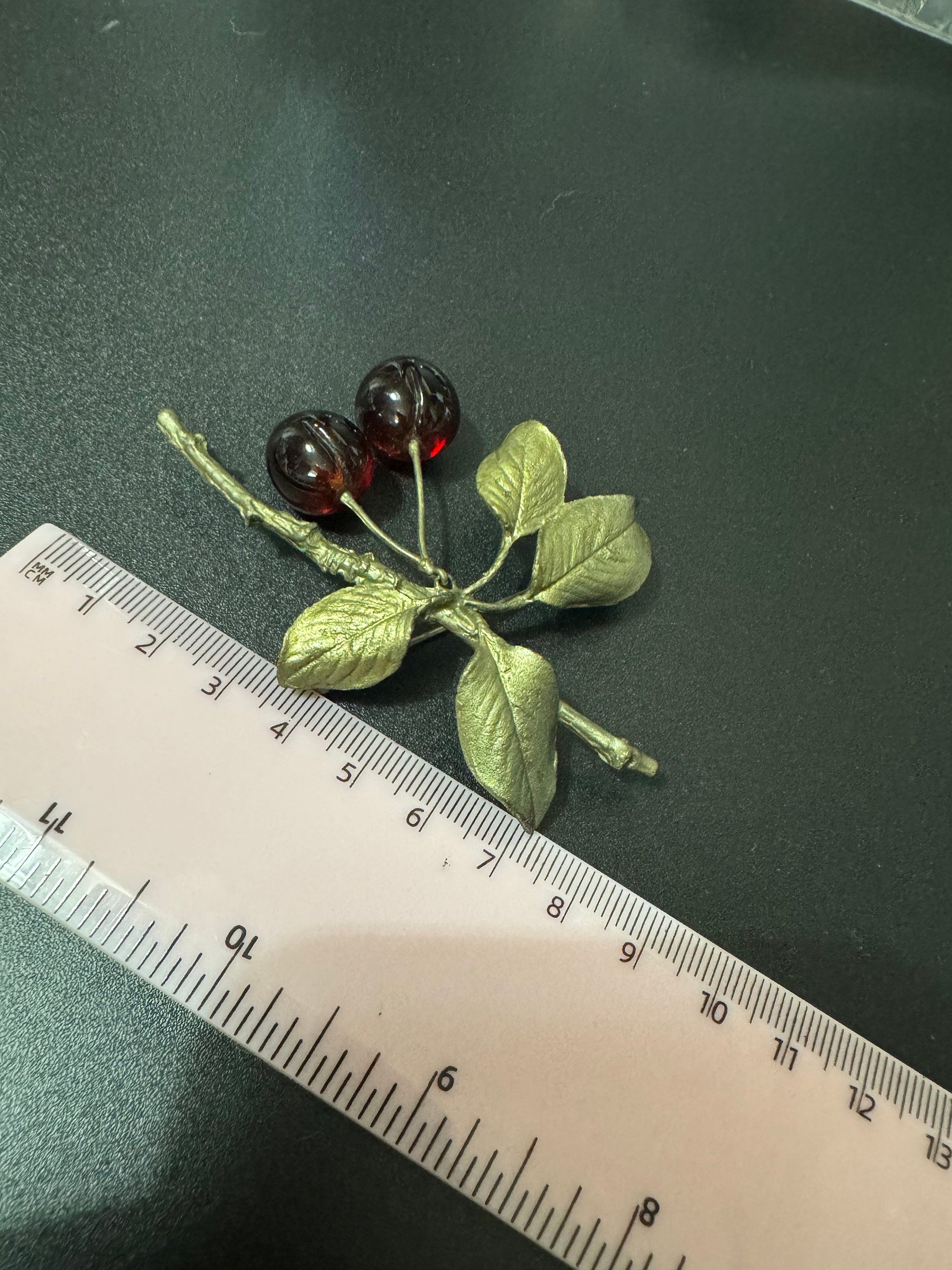 Michael Michaud v&a bronze glass red morello cherry brooch, designer