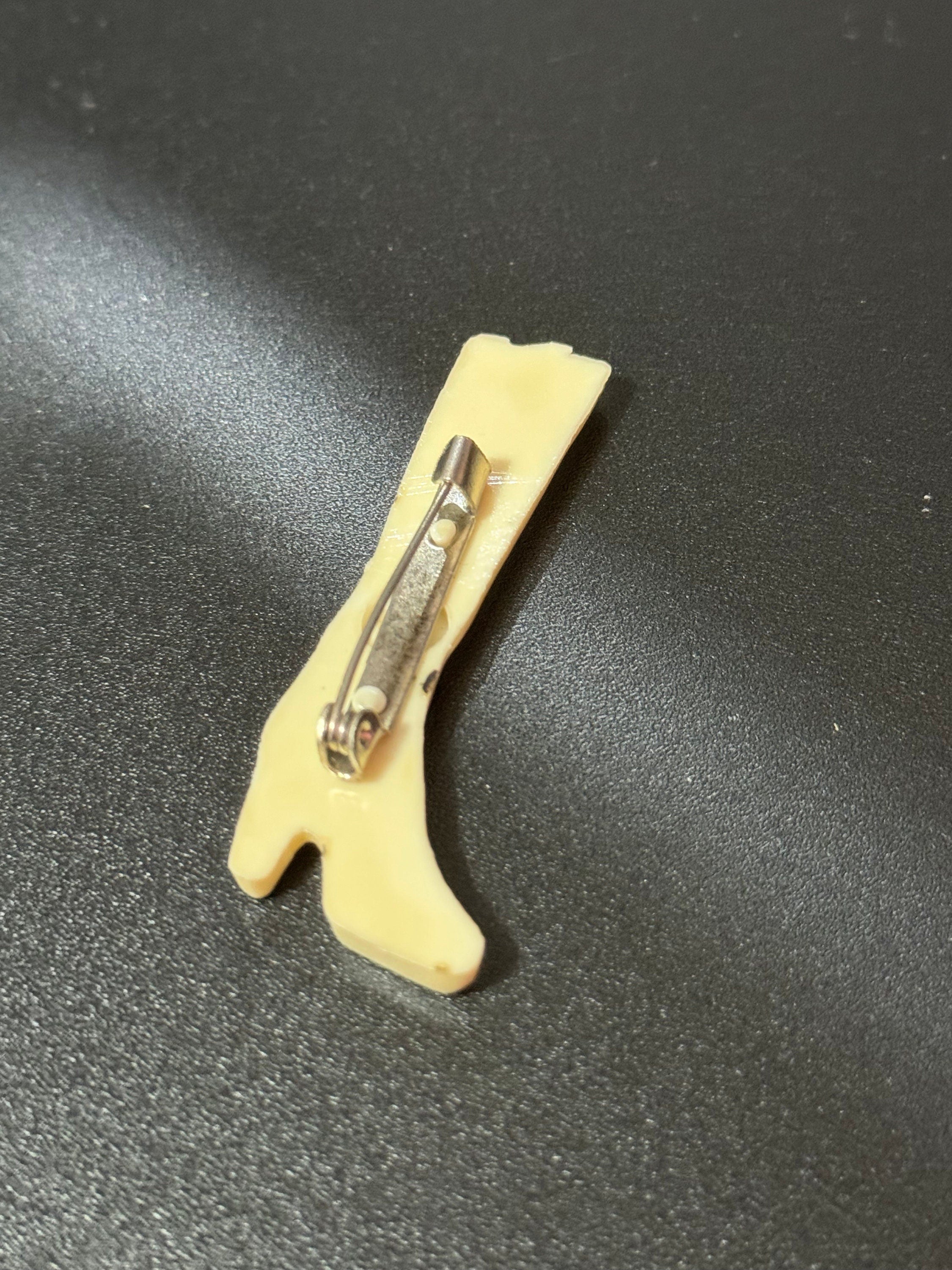 5cm vintage novelty French early plastic celluloid coloured ladies boots Brooch