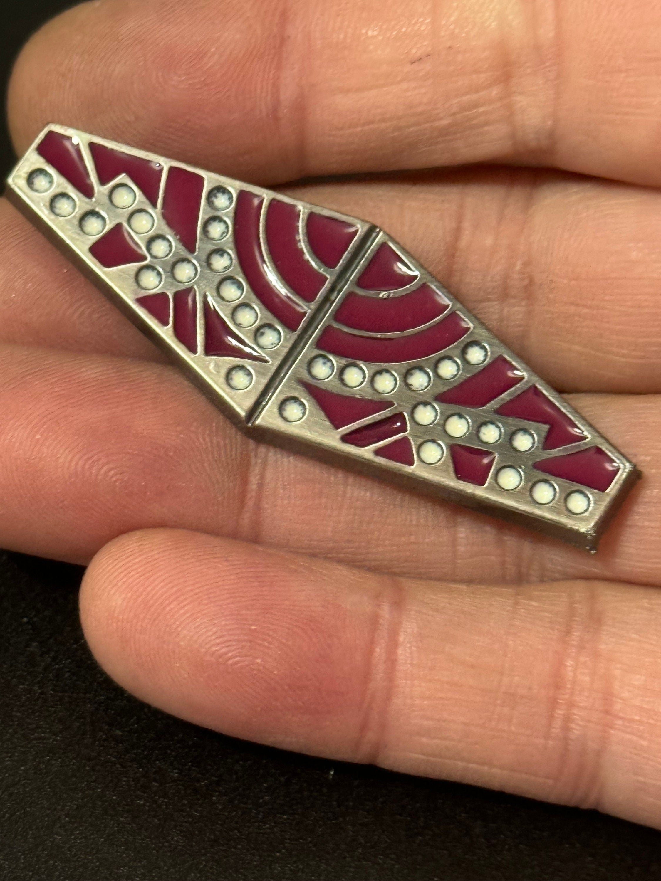 Vintage Art Deco Brooch: French Celluloid Plastic Pin, 1960s Style