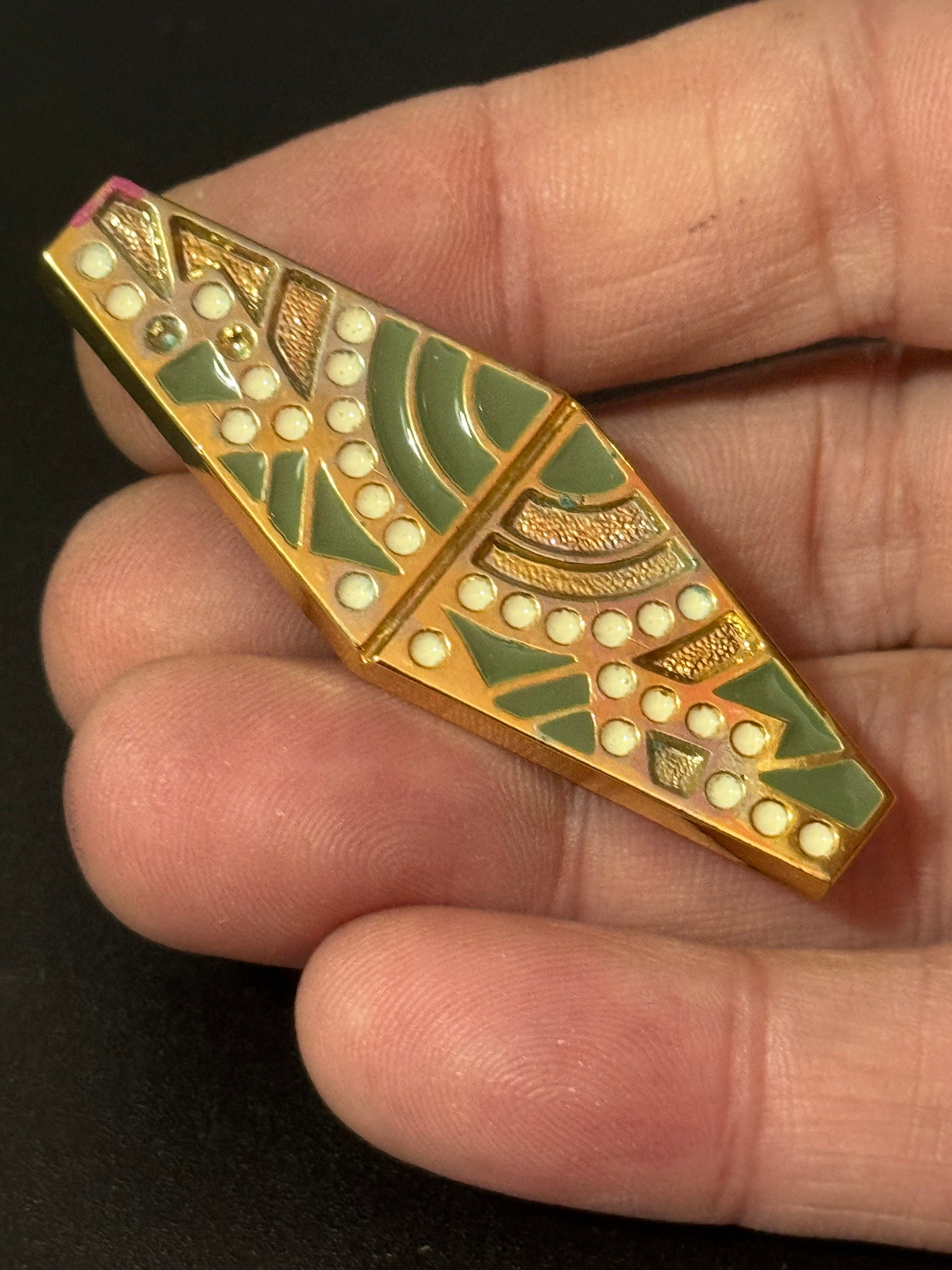 Vintage Art Deco Brooch: French Celluloid Plastic Pin, 1960s Style