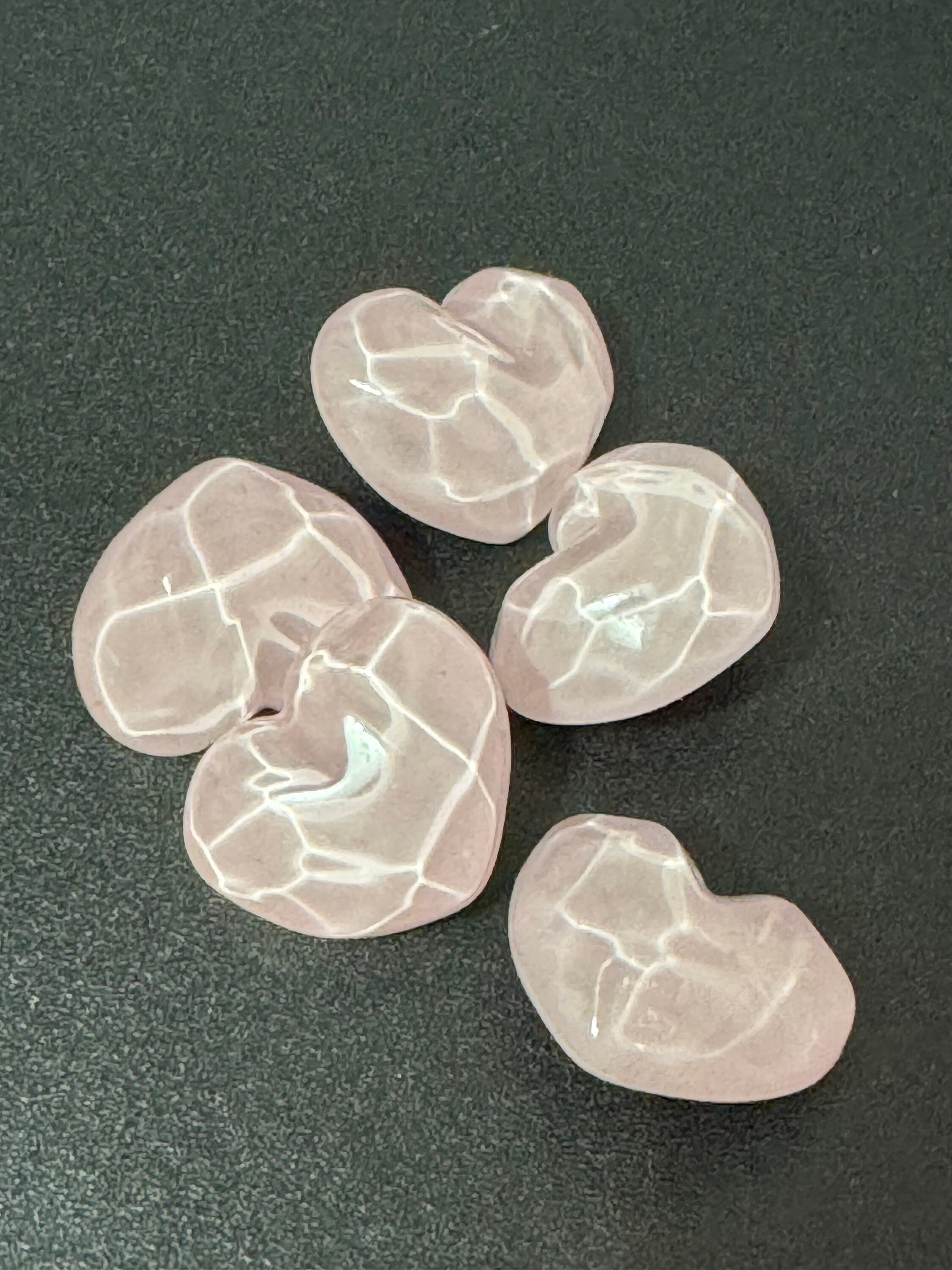Pale Pink Acrylic Heart Buttons: 21mm Ripple Shank, 10 pc Pack