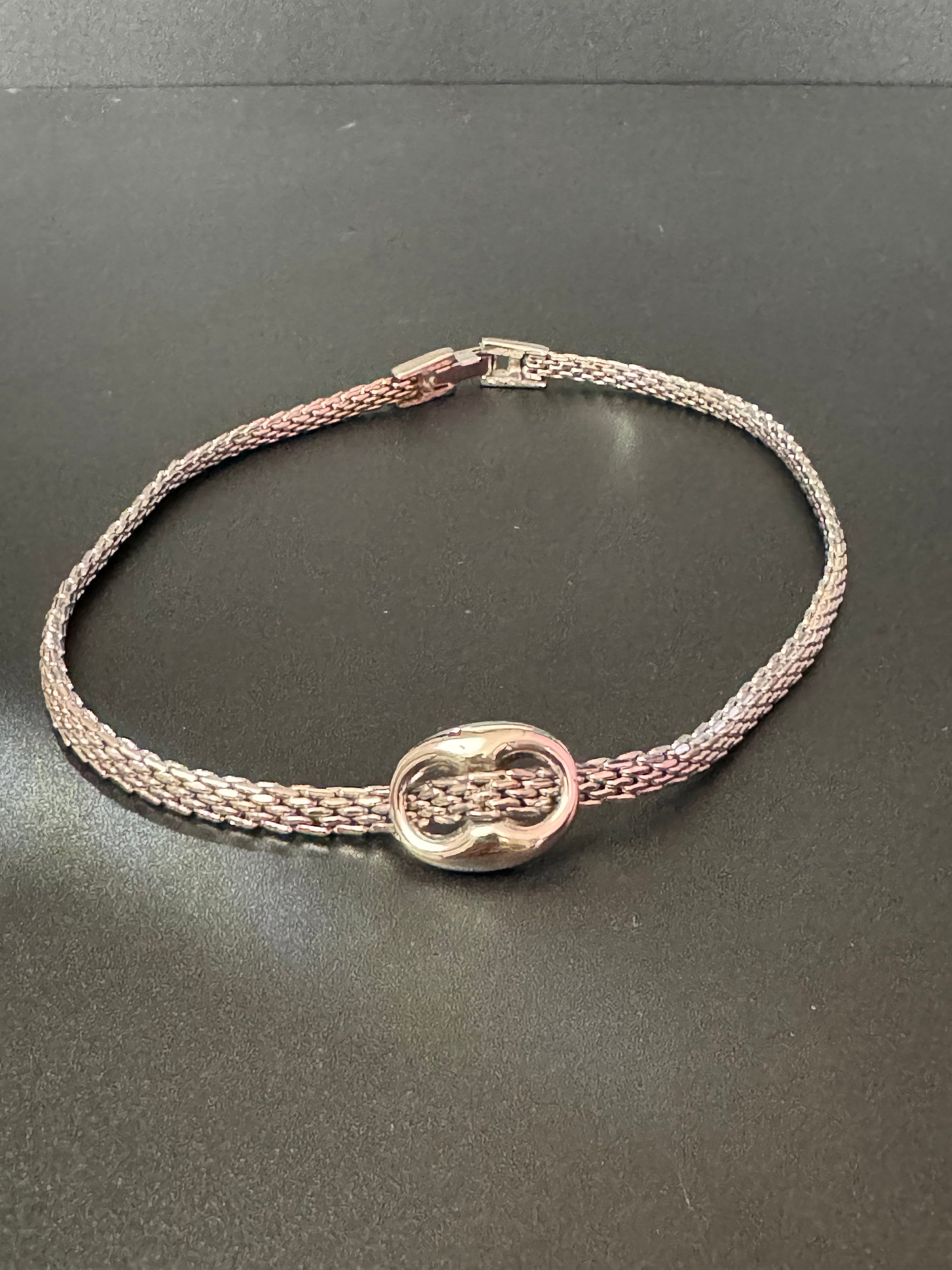 True Vintage pristine 15” 38.5cm 1970s silver mesh buckle detail choker necklace old shop stock