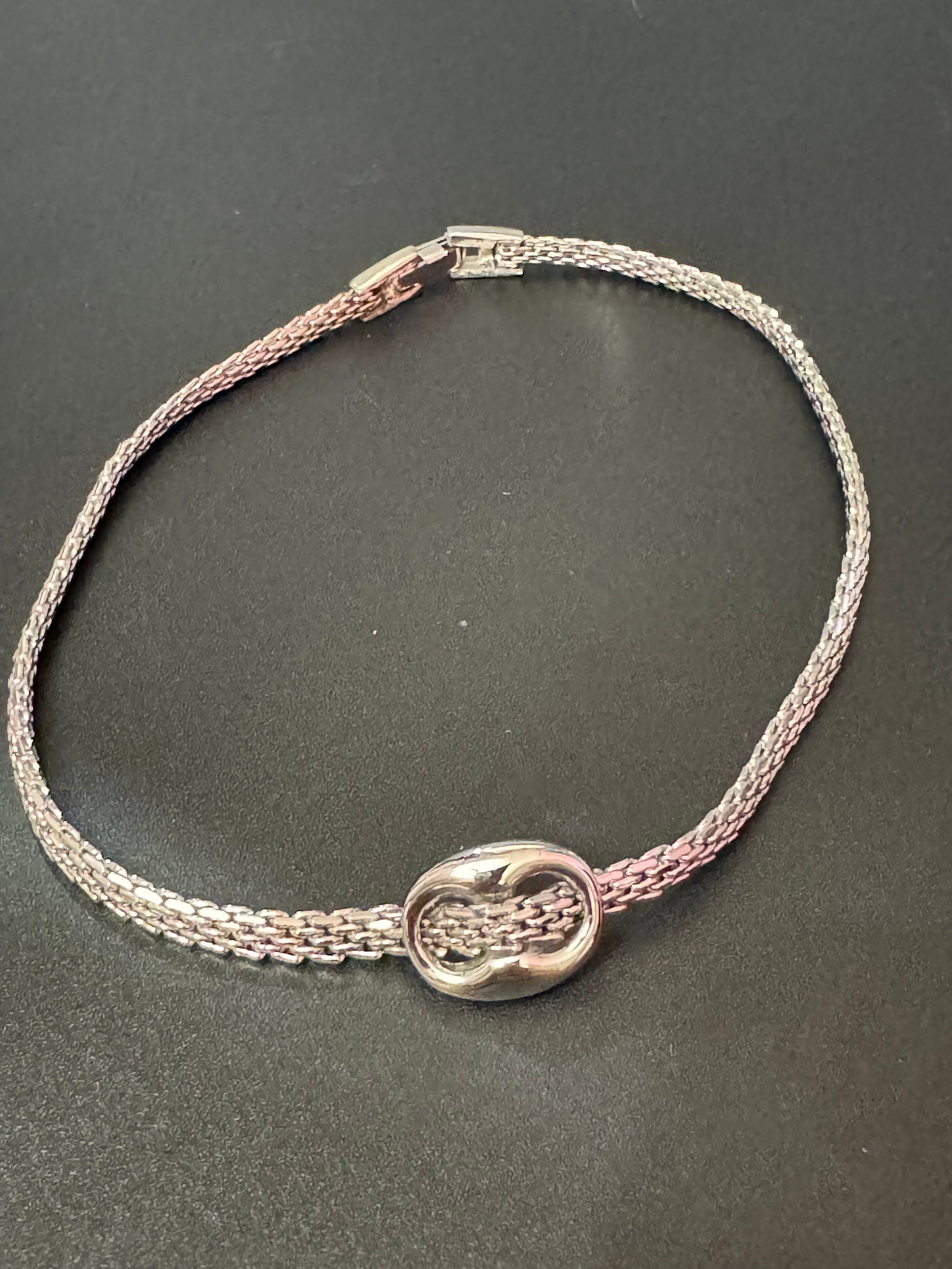 True Vintage pristine 15” 38.5cm 1970s silver mesh buckle detail choker necklace old shop stock