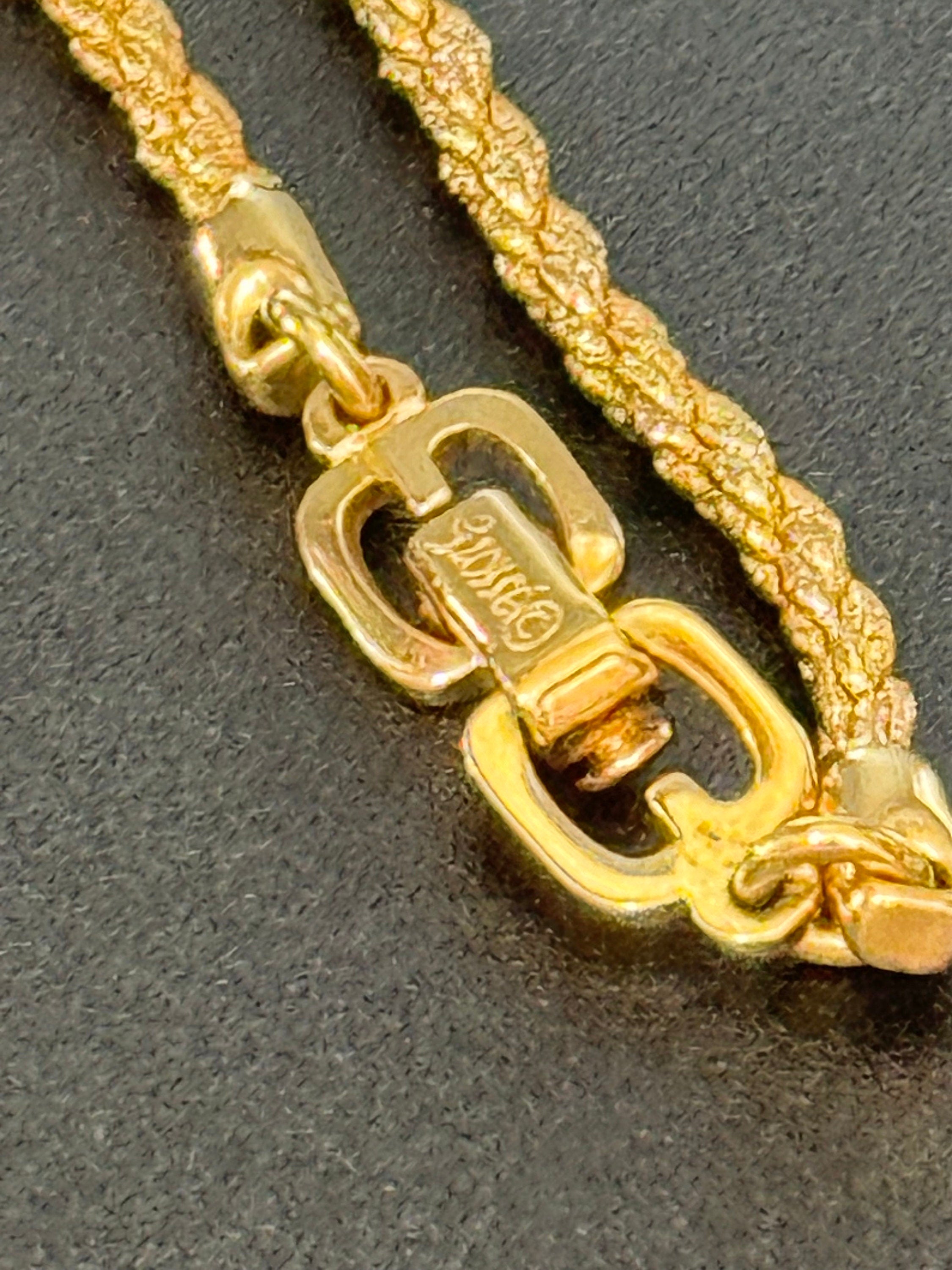 signed GROSSE 1973 Germany vintage gold plated chunky pendant on a rope chain necklace designer