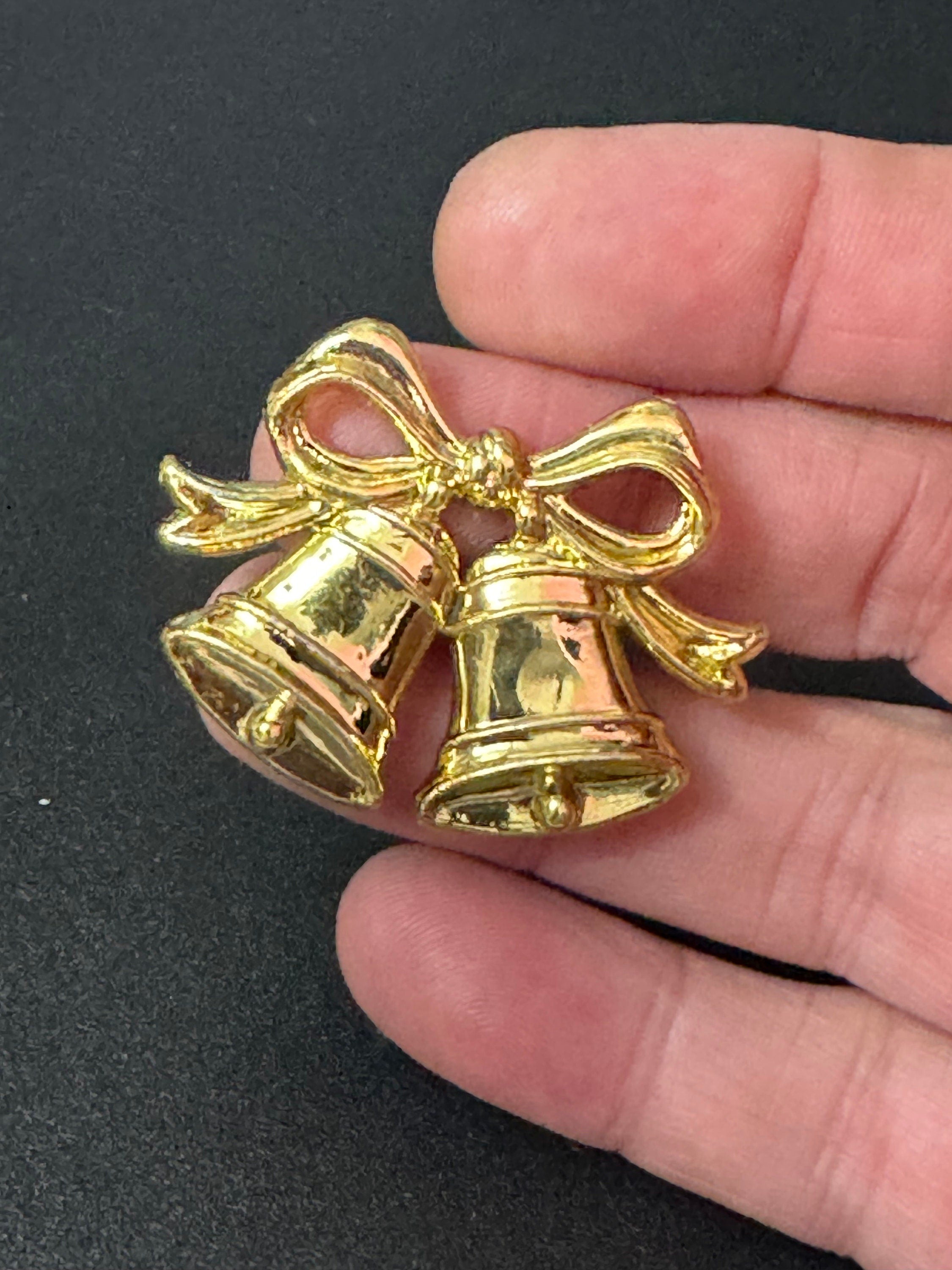 Vintage traditional 4cm gold plastic Wedding Bells Christmas bell Cake topper decorations